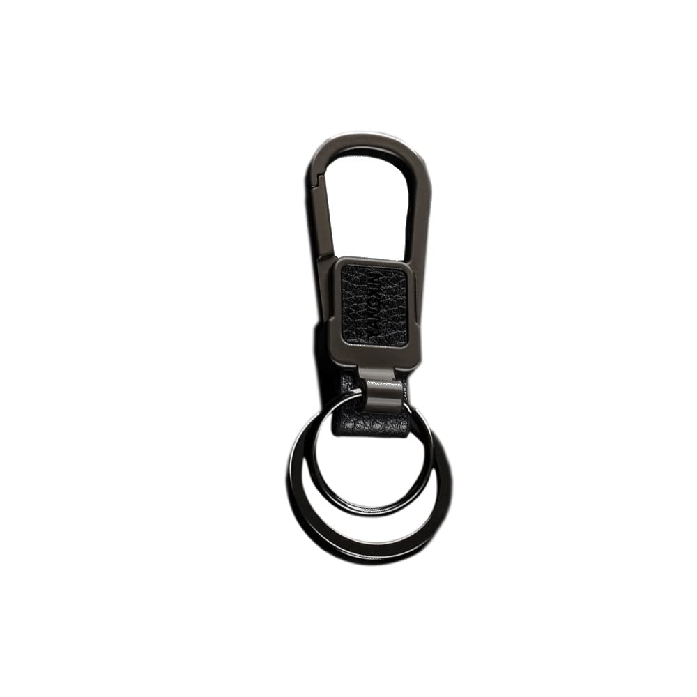 Durable Leather Keychain with 2 Key Rings & Carabiner Clip - Heavy Duty Car Keys Holder for Men & Women (Gift Box Included) - Perfect for Car Keys, House Keys, and Outdoor Adventures