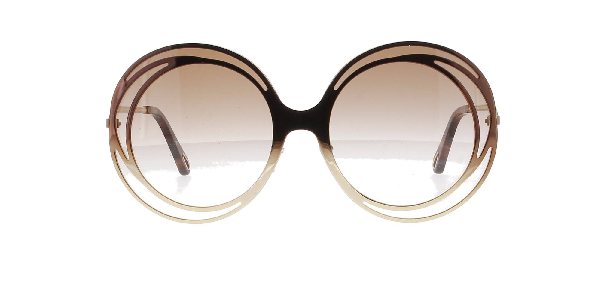 Chloe Gradient Brown Gold Sunglasses for Women - Stylish UV Protection Shades for Outdoor, Beach, and Summer Fashion