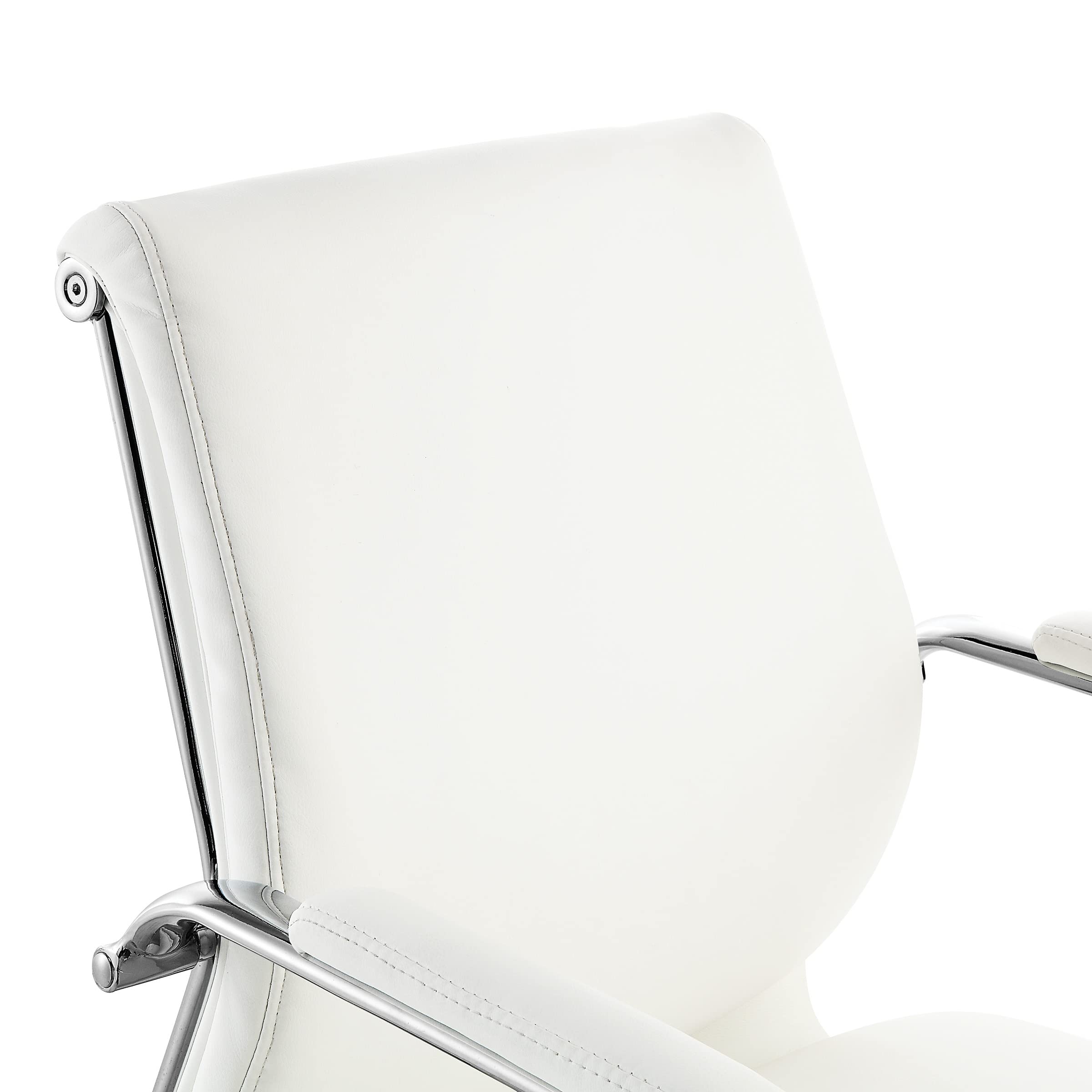 Office Star Antimicrobial Adjustable Mid-Back Office Chair with Chrome Base - Dillon Snow Fabric - Ergonomic Manager's Chair for Home & Office Workspace