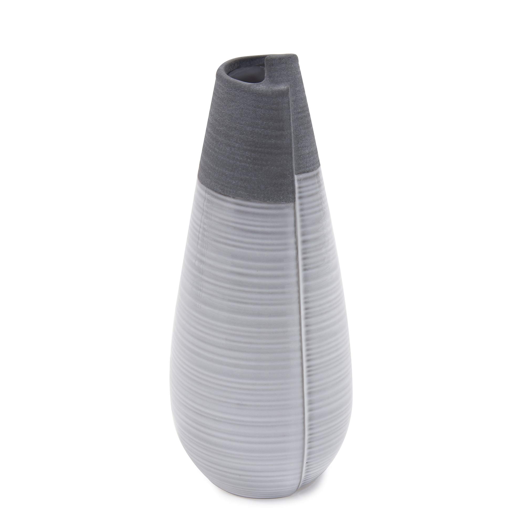 Howard Elliot Rolled Medium Two-Toned Gray and White Ceramic Vase - Elegant Rustic Modern Home Decor for Flowers, Wedding Centerpiece, Bookshelf Décor - Perfect Housewarming Gift (5