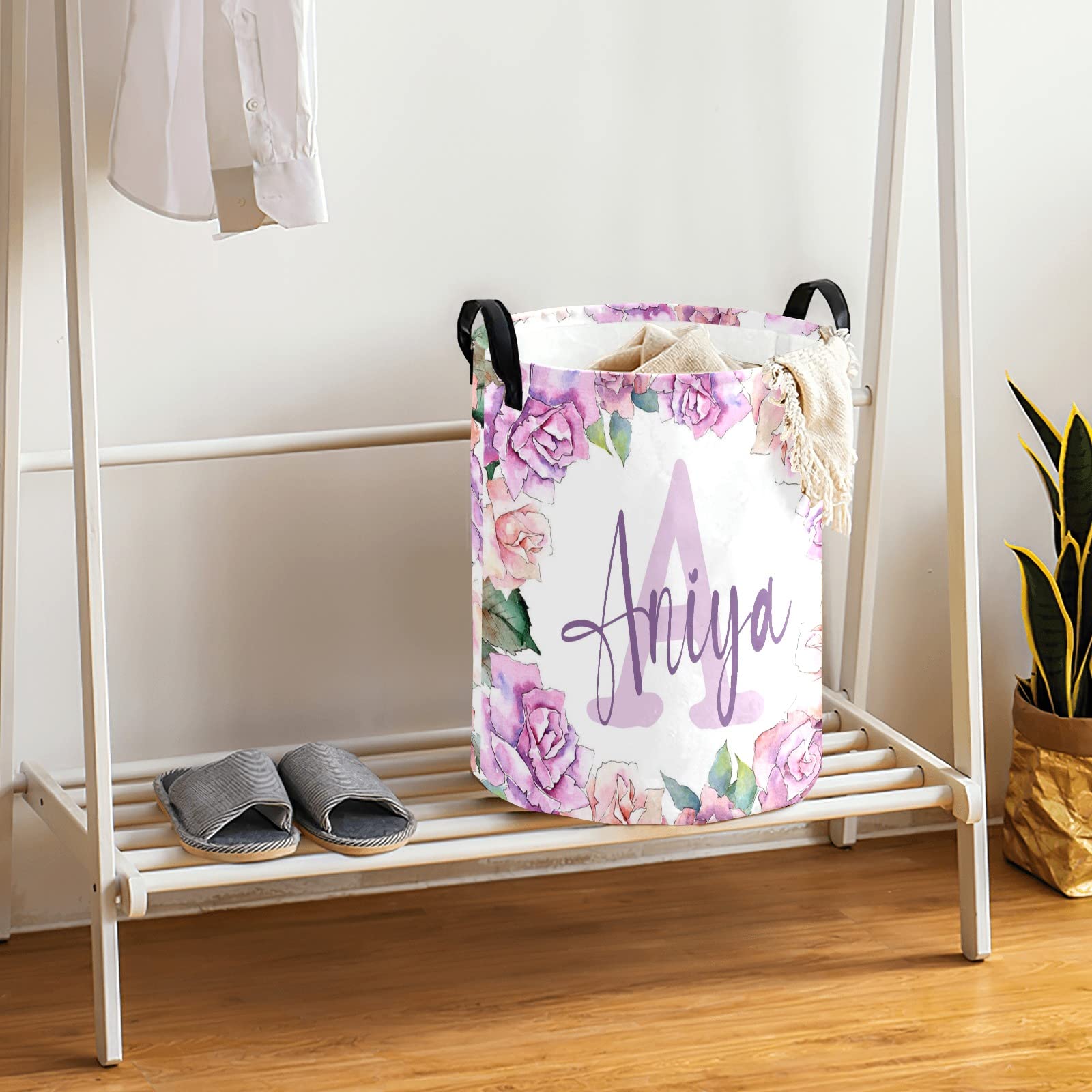 Custom Personalized Laundry Basket - Collapsible Clothes Hamper with Handle for Bathroom, Bedroom & Living Room Storage | Durable Flower Design (Style 03) - Perfect for Home Organization, College Dorm & Apartment Essentials