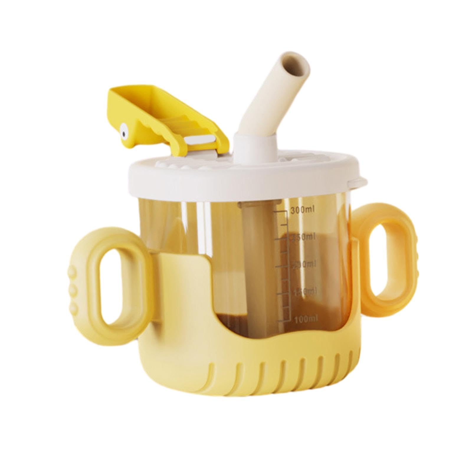 Shamjina 10oz/300ml Leakproof Sippy Cup with Straw Lid - BPA-Free Training Cup for Toddlers & Babies - Easy Clean Portable Water Bottle for Boys & Girls (Yellow) - Perfect for Daycare, Travel & On-the-Go Hydration