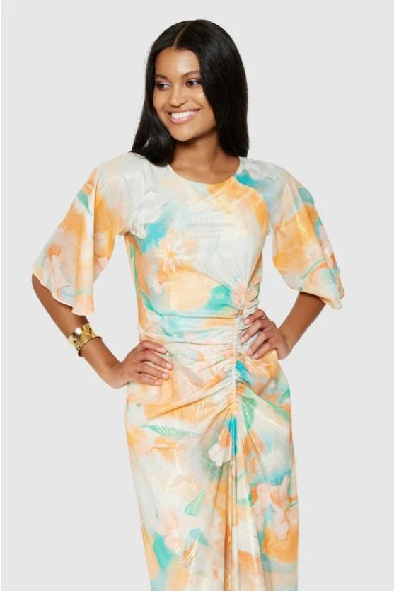 Gloria A-Line Midi Dress - Flowy Orange Summer Dress for Women | Perfect for Beach Vacations, Brunch Dates & Casual Outings