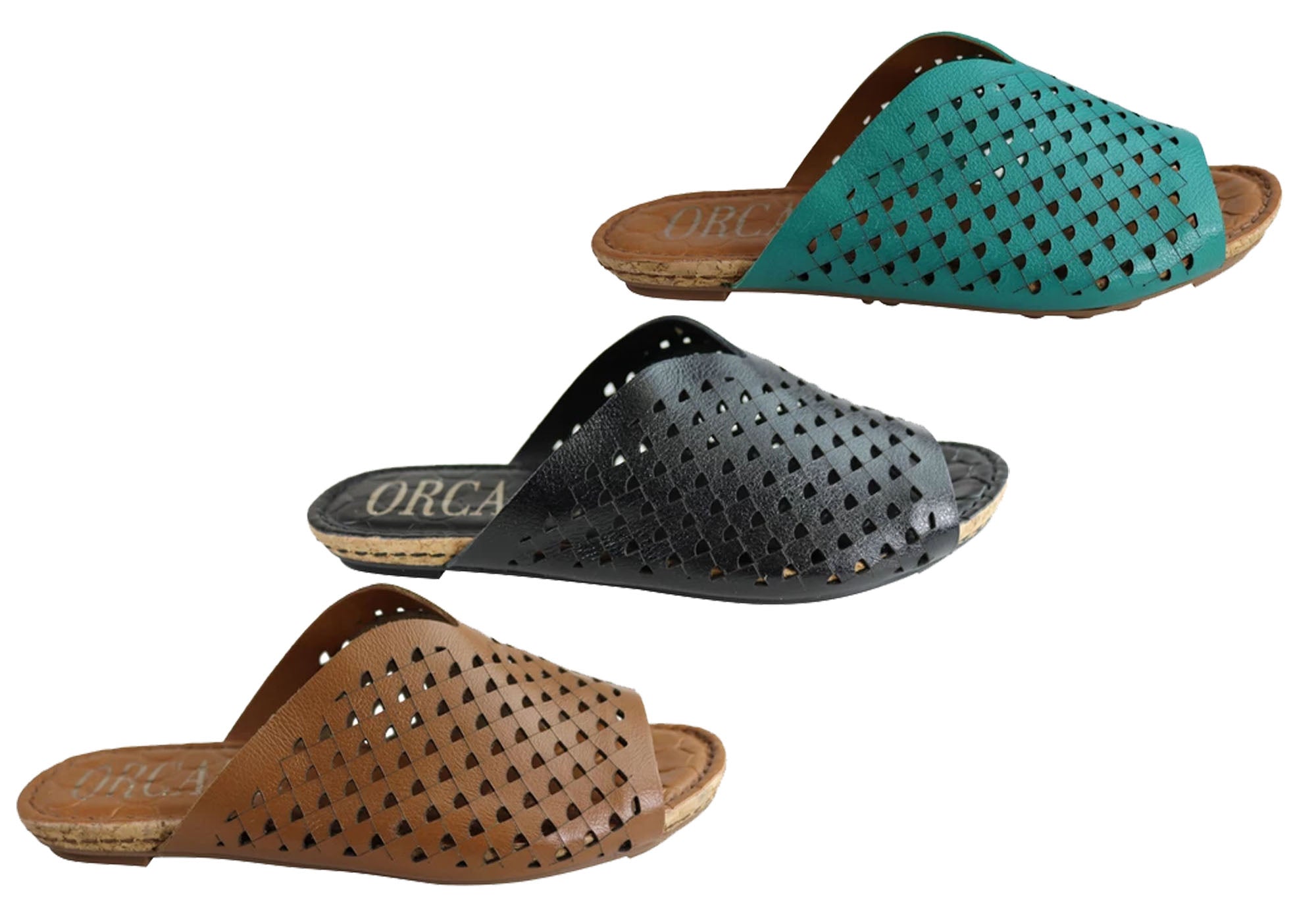 Orcade Natalie Women's Comfort Leather Slides Sandals - Made in Brazil - Perfect for Beach, Pool & Summer Casual Wear