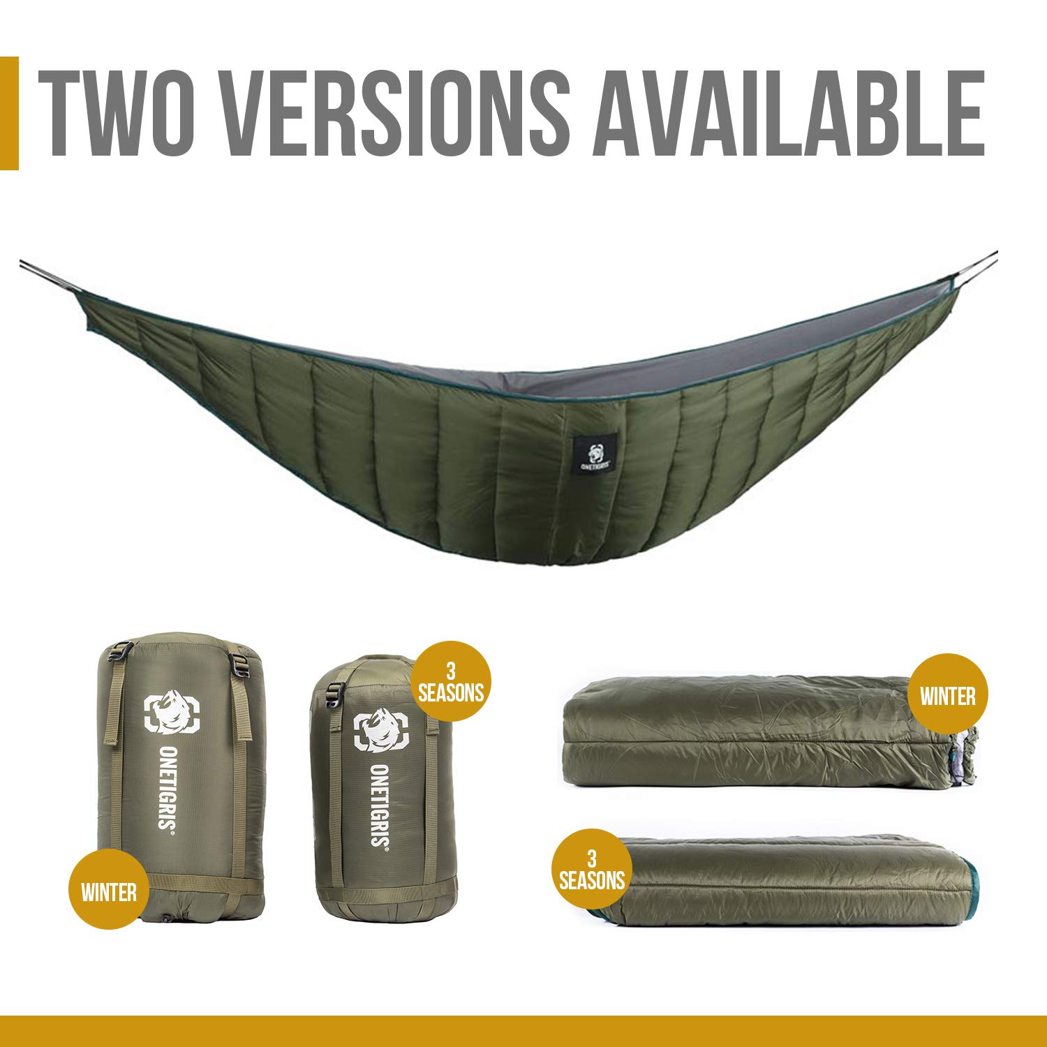 OneTigris Night Protector Ultralight Hammock Underquilt - 3-4 Season Full Length Camping Quilt for Hammocks (28oz) | Perfect for Camping, Hiking, Backpacking, Travel & Beach Relaxation