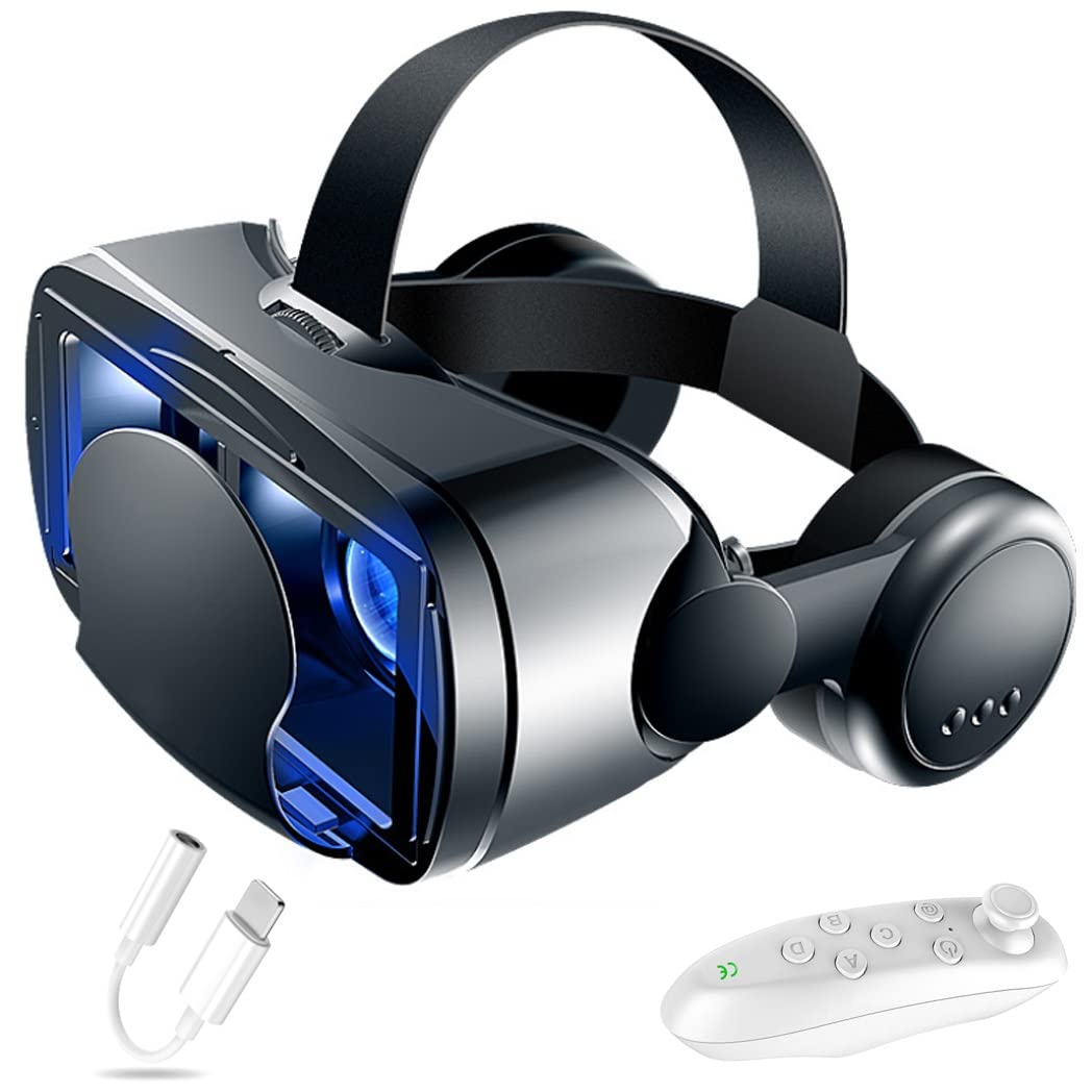 3D VR Headset with Bluetooth Controller - Compatible with iPhone 13 Pro Max/13 Pro/13/12/11, Samsung Galaxy S21, Huawei & Xiaomi Series - Immersive Virtual Reality Gaming & 360° Video Experience for Home Entertainment & Education