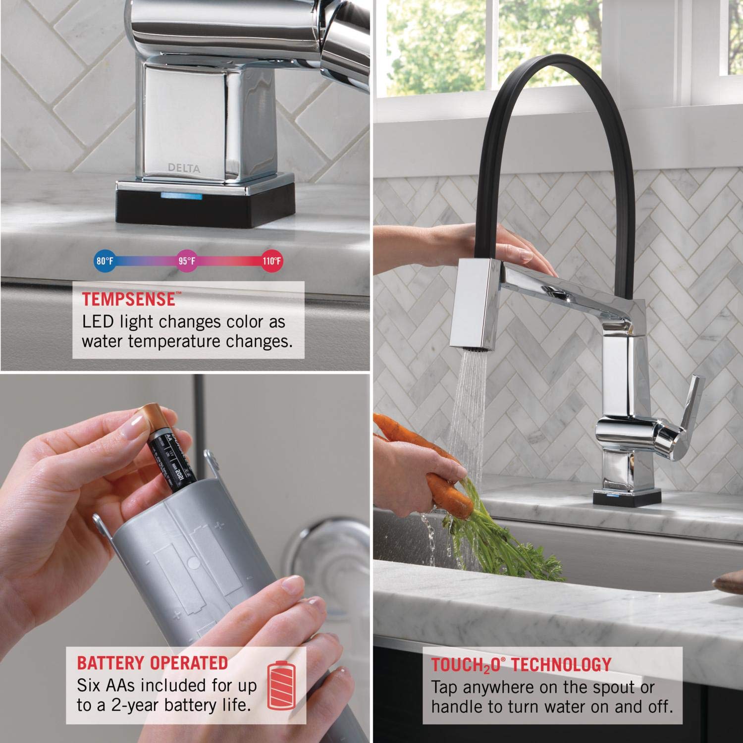 Delta 9693T-DST Chrome Touch2O Kitchen Faucet with Pull Down Sprayer - Modern Pivotal Touch Design for Easy Operation, Ideal for Busy Home Cooks and Professional Chefs