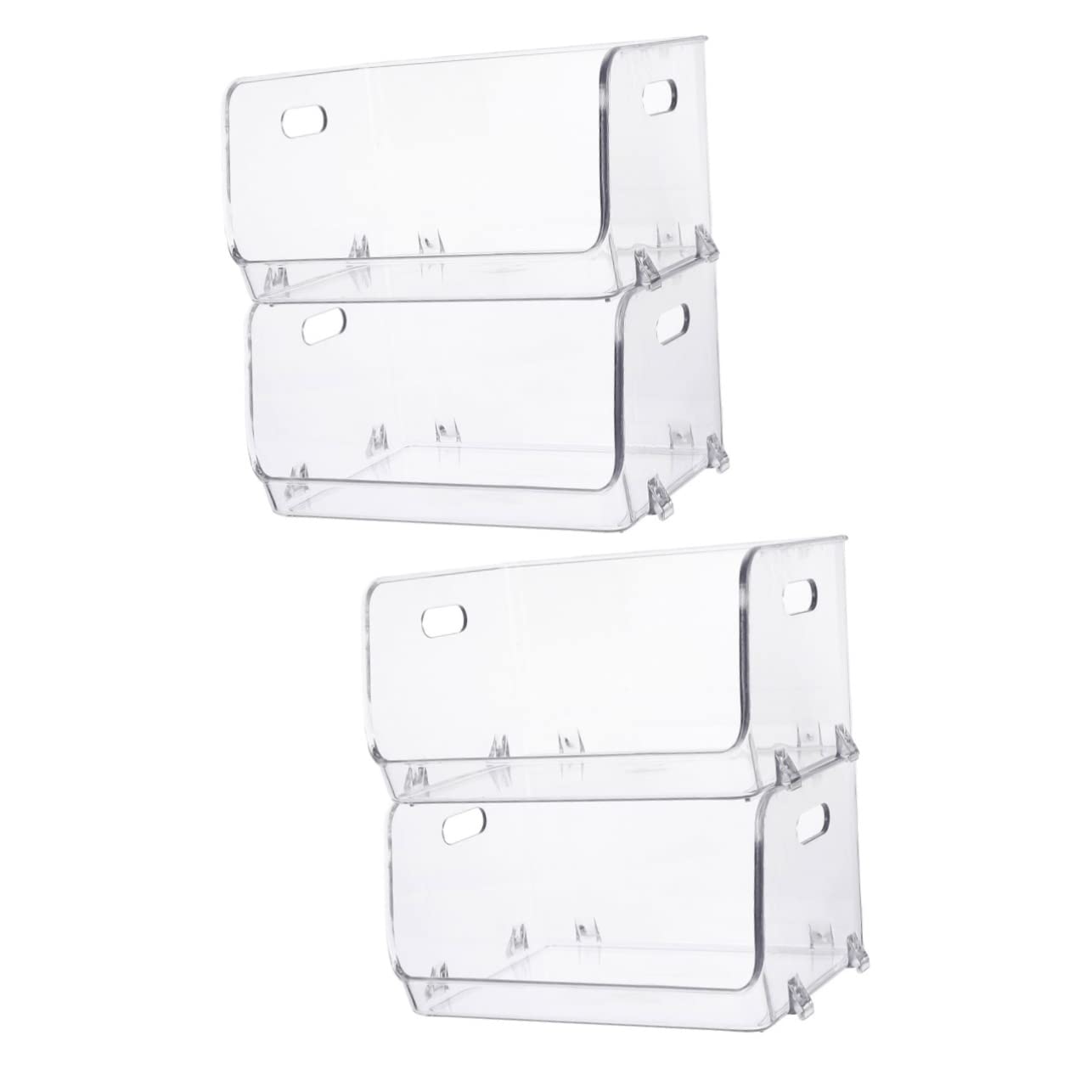 Clear Stackable Storage Bins - 4 Pcs Double Desktop Shelf for Bathroom & Pet Organization
