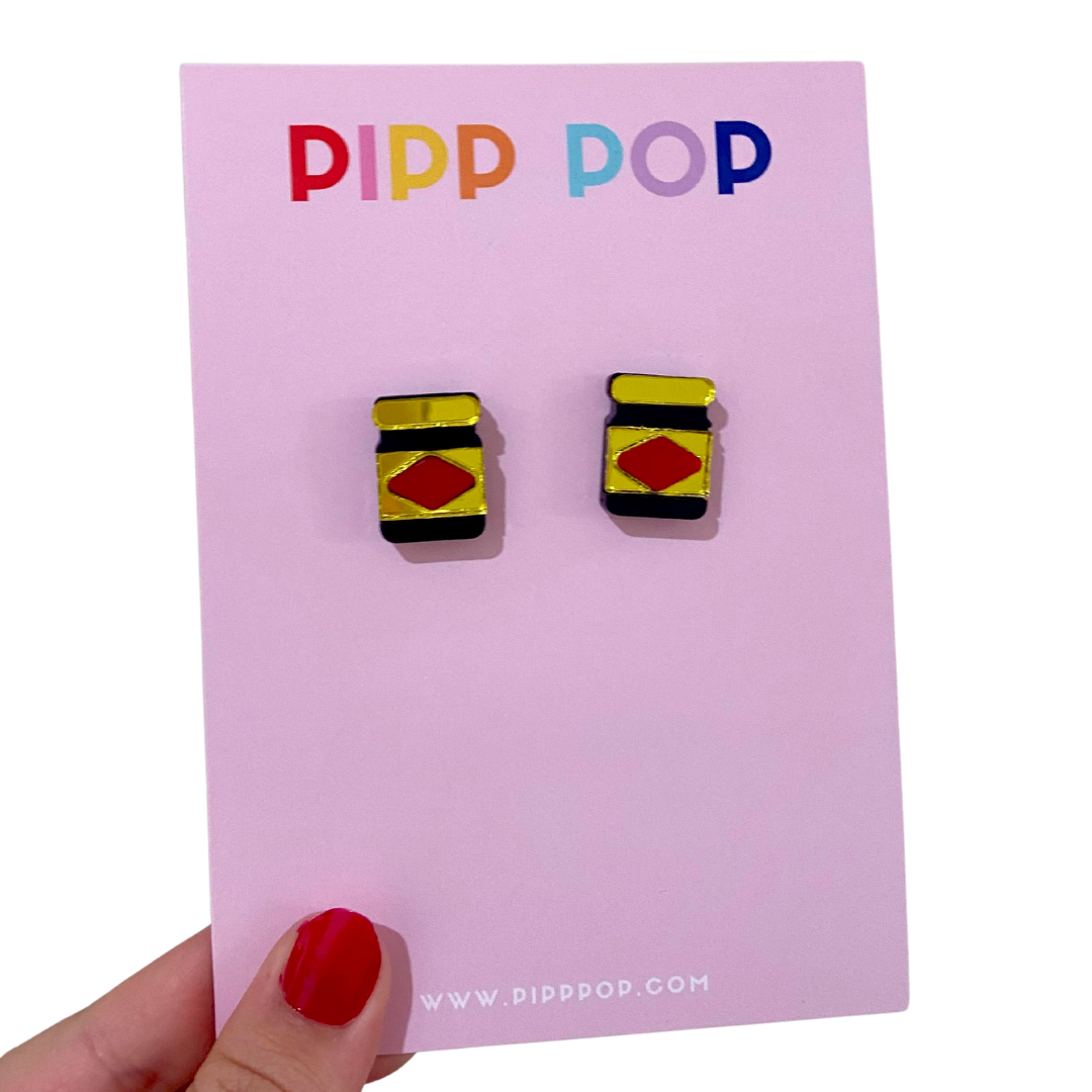 Vegemite Stud Earrings - Unique Australian Food Jewelry for Women - Perfect for Casual Wear, Gifts & Aussie-Themed Parties