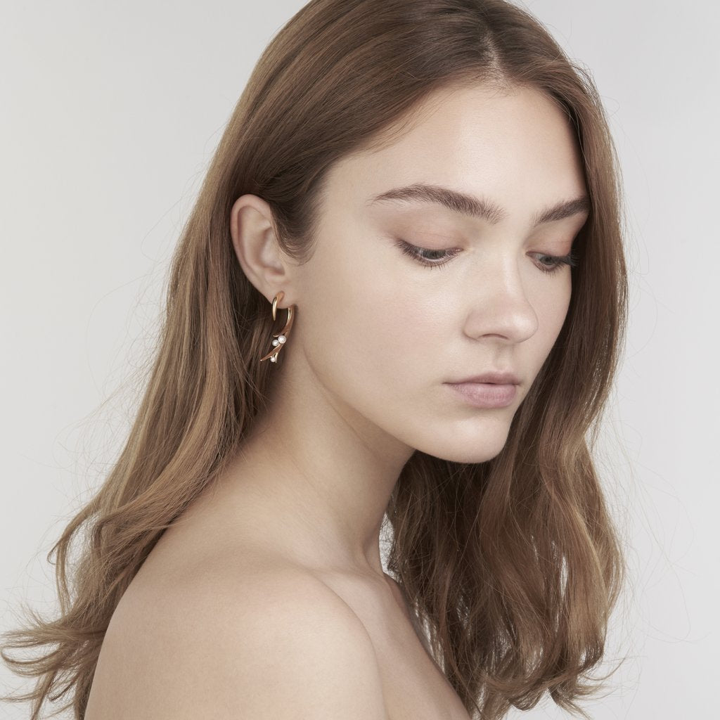 14K Yellow Gold Vermeil Hooked Pearl Statement Earrings for Women - Elegant Dangle Earrings for Parties, Weddings & Special Occasions