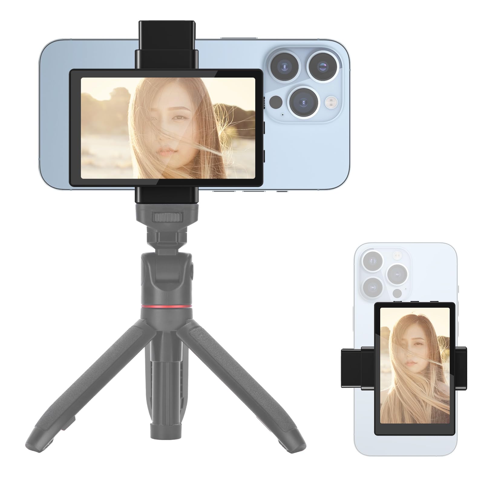 Newmowa Magnetic Phone Vlog Selfie Monitor with Clip Mount - Use Rear Camera for 4K 30fps TikTok Live Streaming - Compatible with iPhone - Perfect for Vlogging, YouTube Content Creation & Social Media Influencers