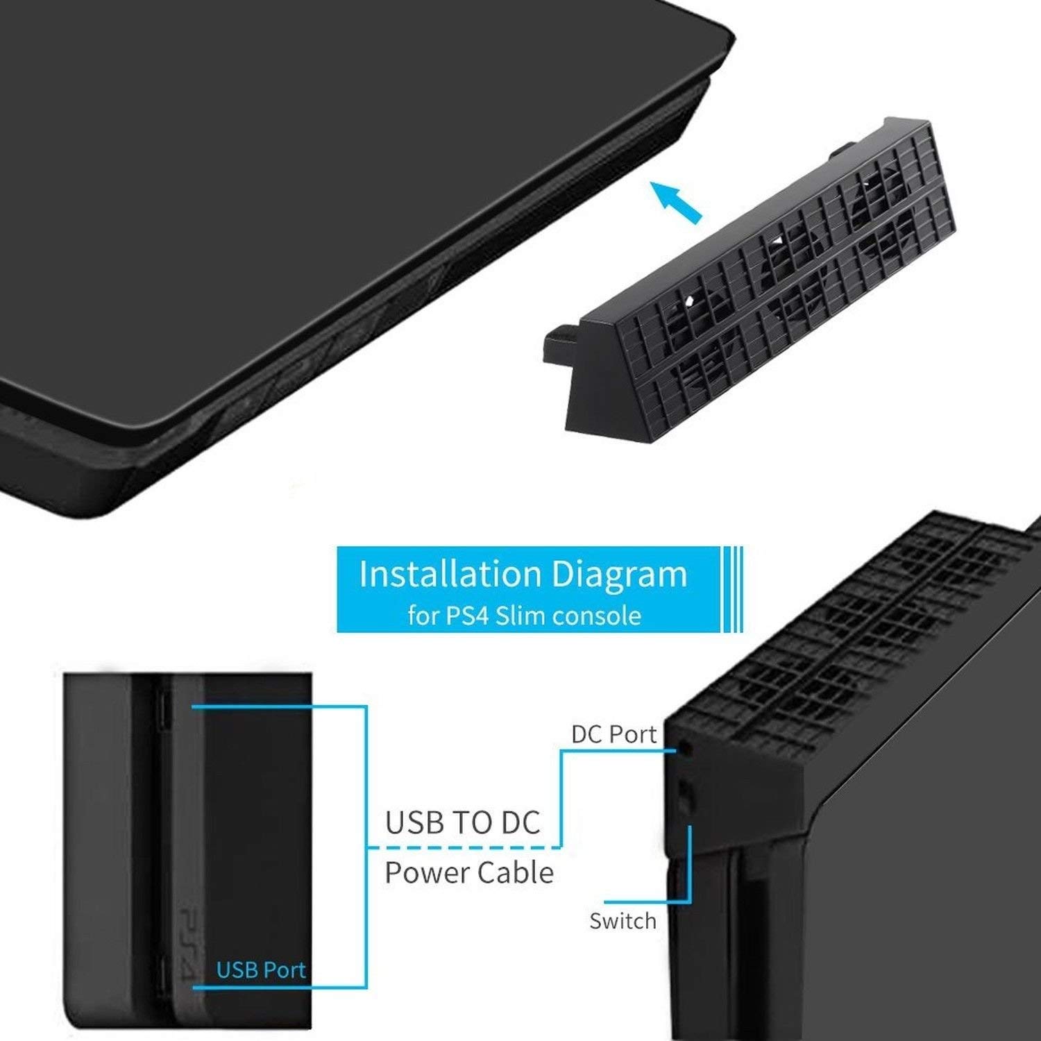 OSTENT High-Speed External Cooling Fan with Turbo Cooler for Sony PS4 & PS4 Slim - Prevent Overheating for Extended Gaming Sessions