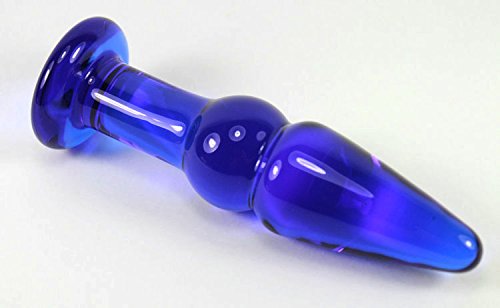 Premium Blue Glass Anal Plug & Beads Set - Crystal Anal Trainer Toy for Men & Women - Safe & Comfortable Anal Training - Perfect for Beginners & Advanced Play at Home or in the Bedroom