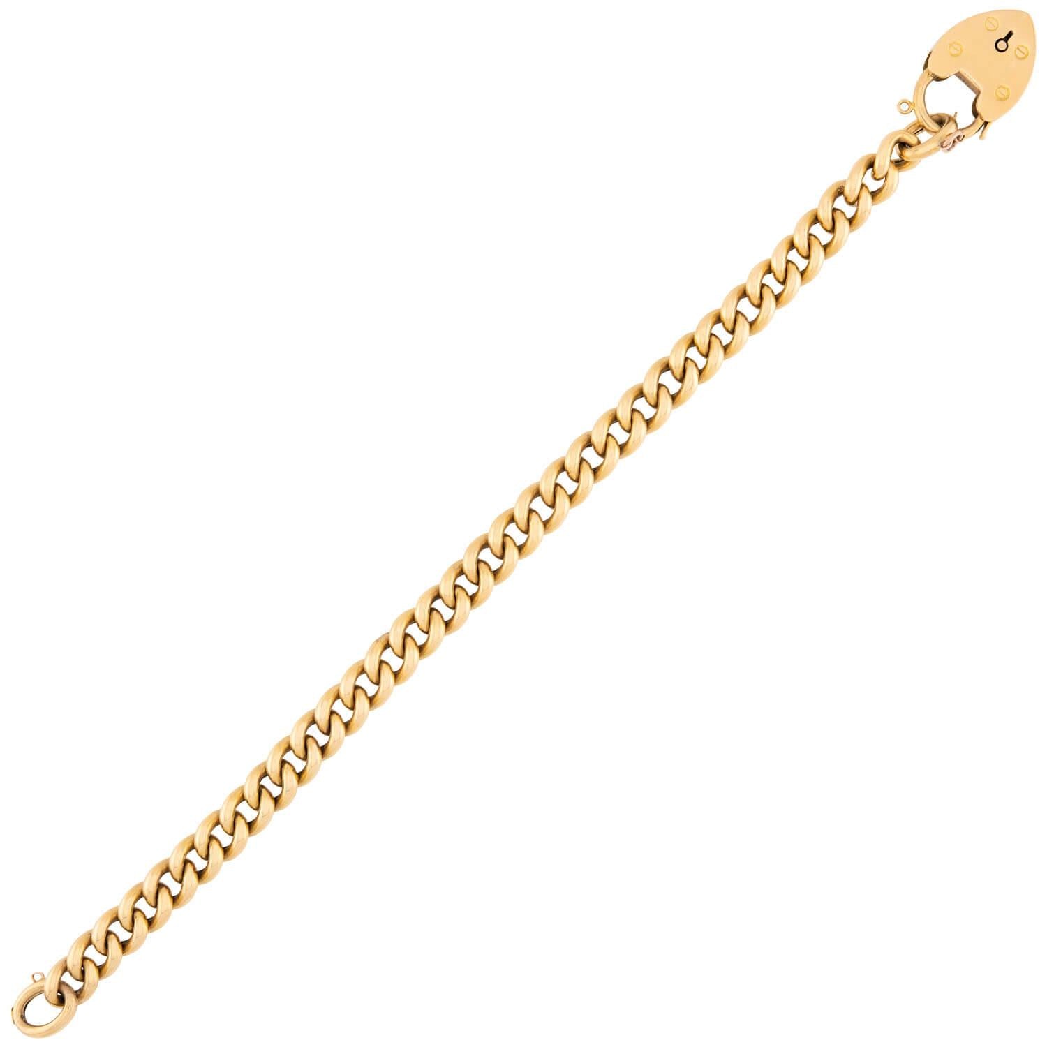 18K Gold Victorian Style Cuban Link Heart Padlock Bracelet for Women - Elegant Jewelry Gift for Valentine's Day, Anniversary & Special Occasions