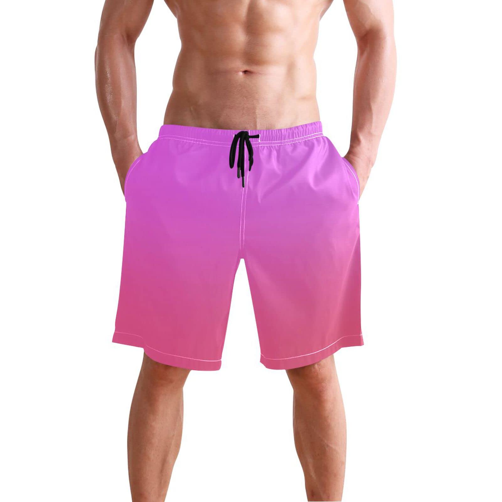 Men's Quick Dry Swim Trunks - Magenta Purple Fuchsia Beach Shorts with Pockets | Lightweight Board Shorts for Swimming, Surfing & Summer Vacation