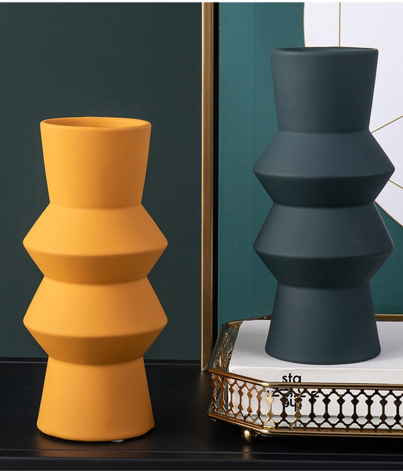 Handmade Accordion Sculptural Ceramic Vase - Unique Modern Home Decor for Living Room, Bedroom & Office - Artistic Gift Idea for Housewarming & Weddings