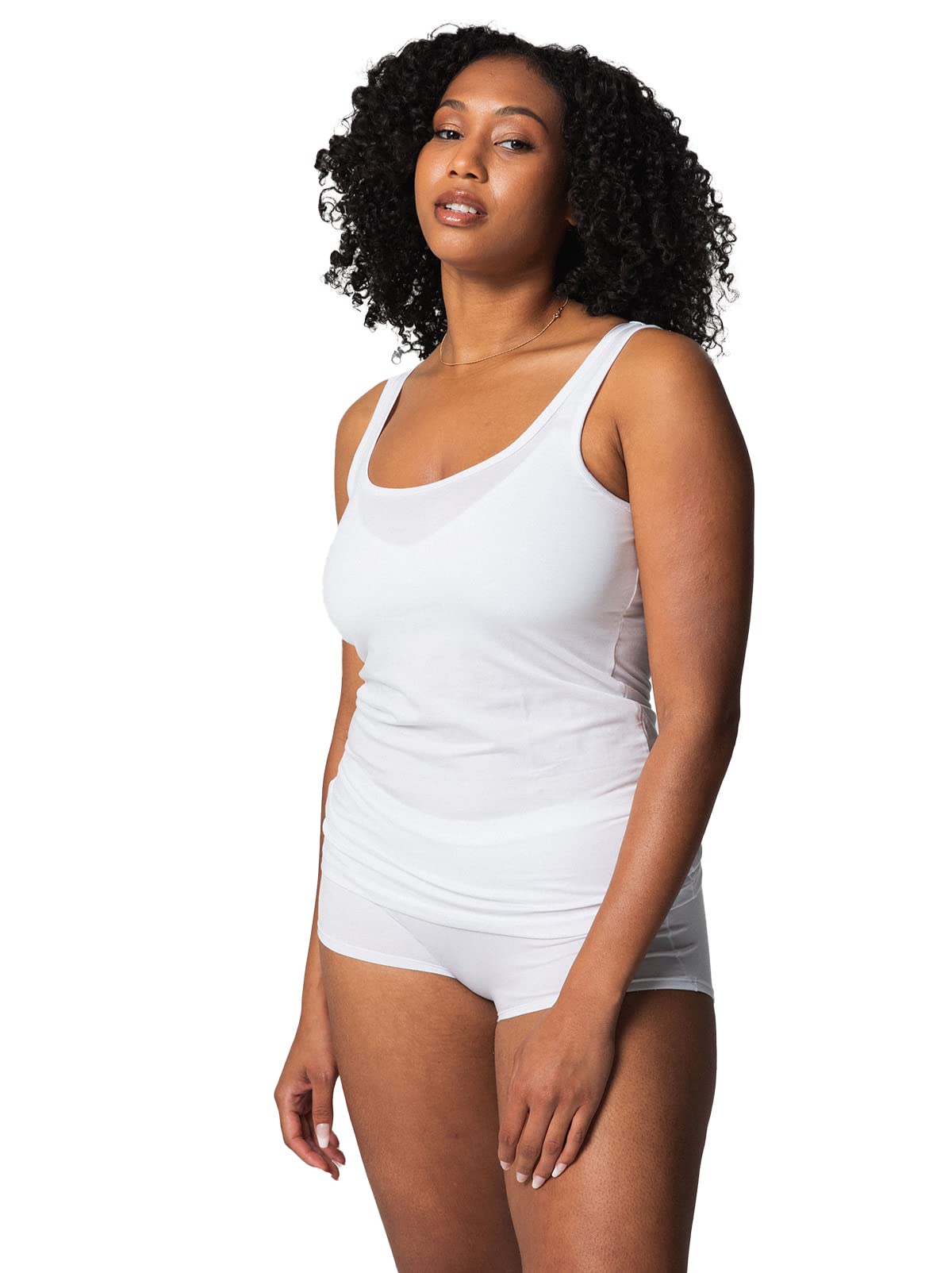 Felina Single Stitch Women's Sustainable Tencel Tank Top - Soft Breathable White Camisole for Yoga, Summer & Casual Wear