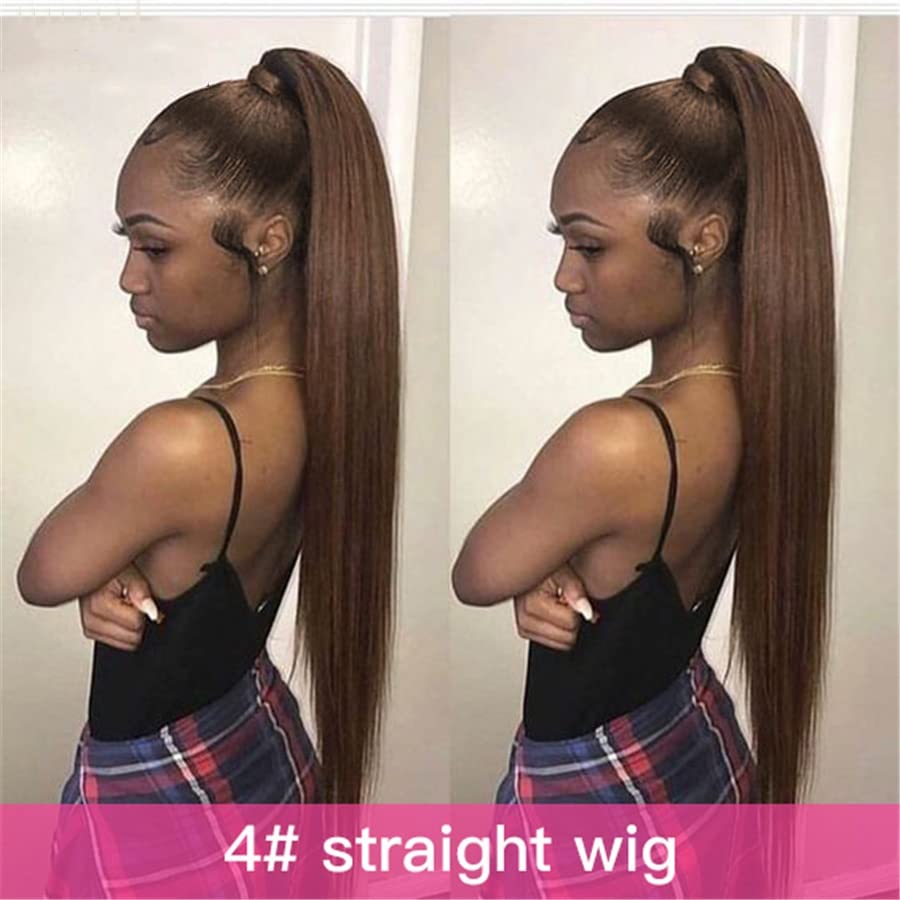 Brazilian Human Hair Wigs #4 Brown Straight Lace Front Wig 10-30 Inch 13x4 Lace Frontal Remy Hair - Perfect for Daily Wear, Parties, Cosplay & Special Occasions