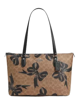 Coach Signature Canvas Gallery Tote Bag with Bow Print - Stylish Women's Handbag for Work, Travel & Everyday Use