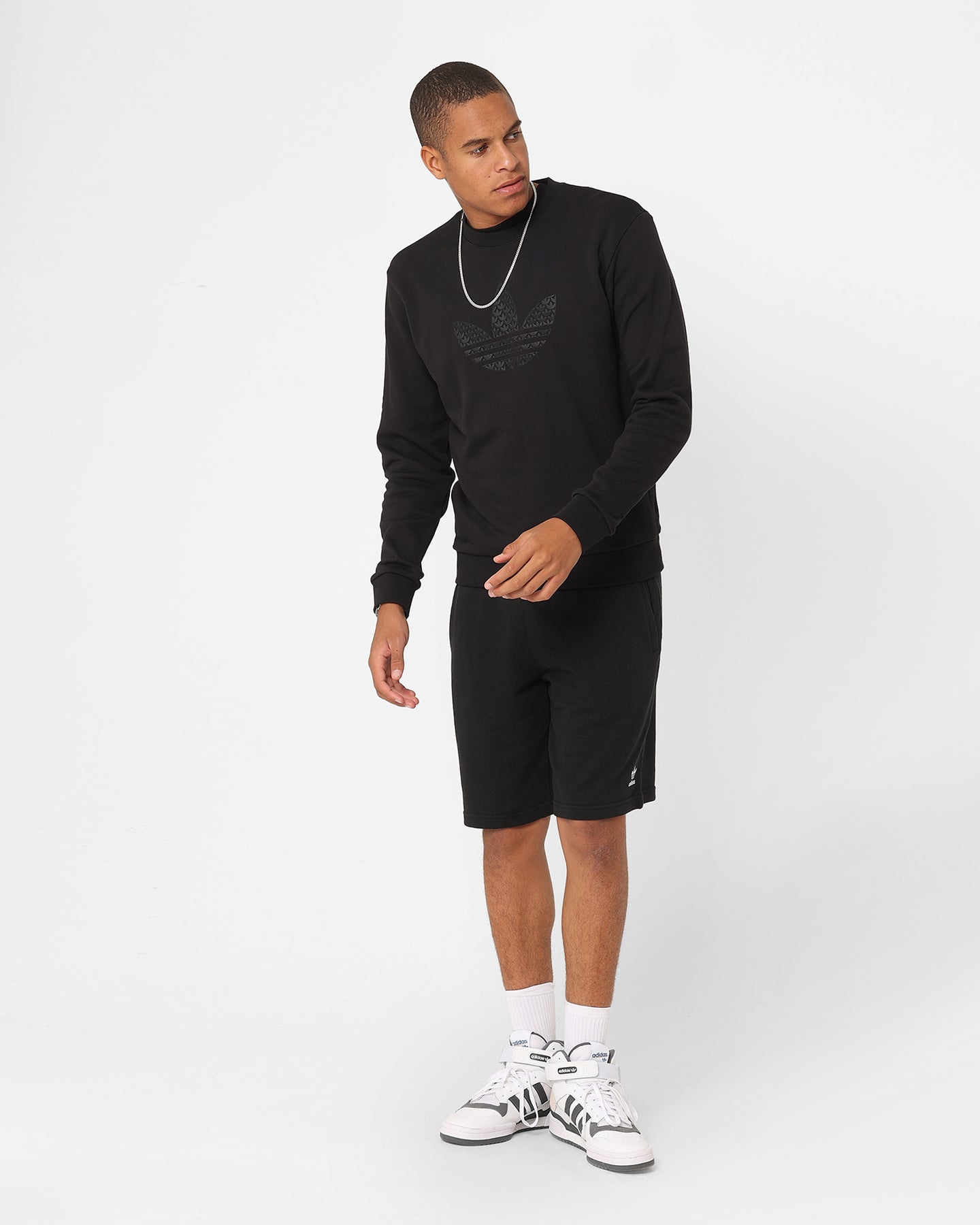 Adidas Monogram Crewneck Sweatshirt for Men & Women - Black Cotton Pullover Hoodie for Casual Wear & Street Style