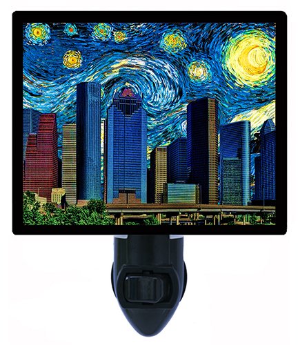 Van Gogh Starry Night LED Night Light - Houston Themed Bedroom Decor for Kids & Adults | Perfect for Nurseries, Bedrooms & Home Offices
