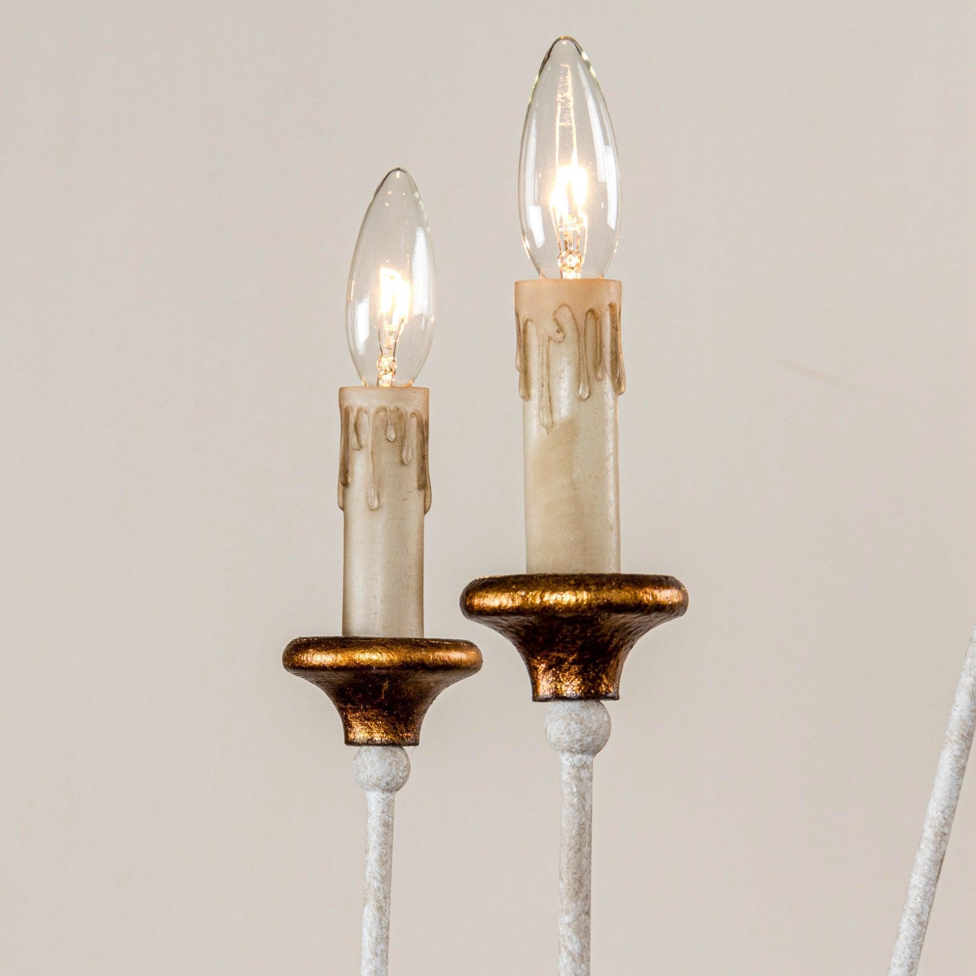 6-Light French Country Candle Style Chandelier in Distressed Finish - Rustic Farmhouse Lighting for Dining Room, Bedroom, or Entryway