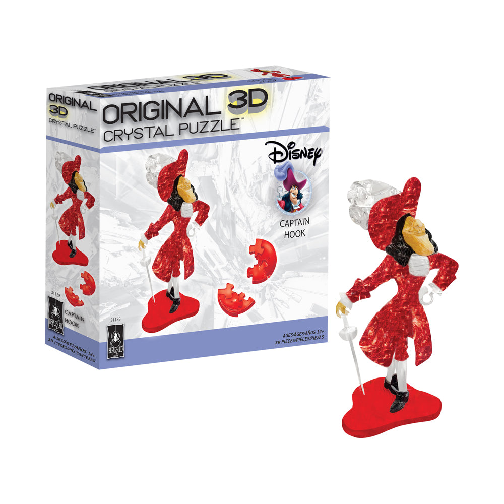 BePuzzled Disney Captain Hook 3D Crystal Puzzle - 39 Piece Brain Teaser for Adults & Kids | Fun Educational Toy for Family Game Night & Disney Fans Collection