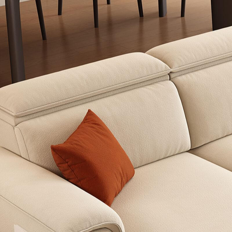 L-Shaped & Straight Left Sofa Chaise with Adjustable Headrest & Natural Wood Support - Perfect for Living Rooms, Home Theaters & Small Spaces