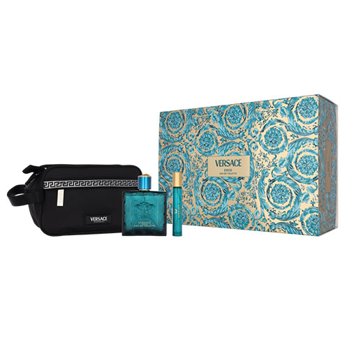 Versace Eros Men's Cologne Gift Set - 3 Piece Fragrance Collection with Eau de Toilette, After Shave & Deodorant | Perfect for Valentine's Day, Anniversary & Birthday Gifts for Him