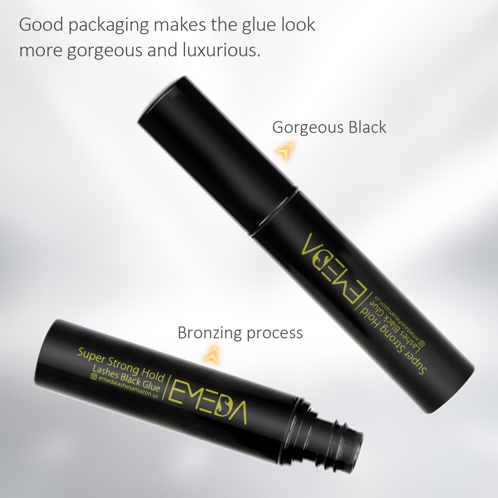 EMEDA 2 Pack Black Eyelash Glue - Super Strong Hold Professional Lash Adhesive, Latex Free & Waterproof - Perfect for False Eyelashes, Lash Extensions & Daily Makeup Application