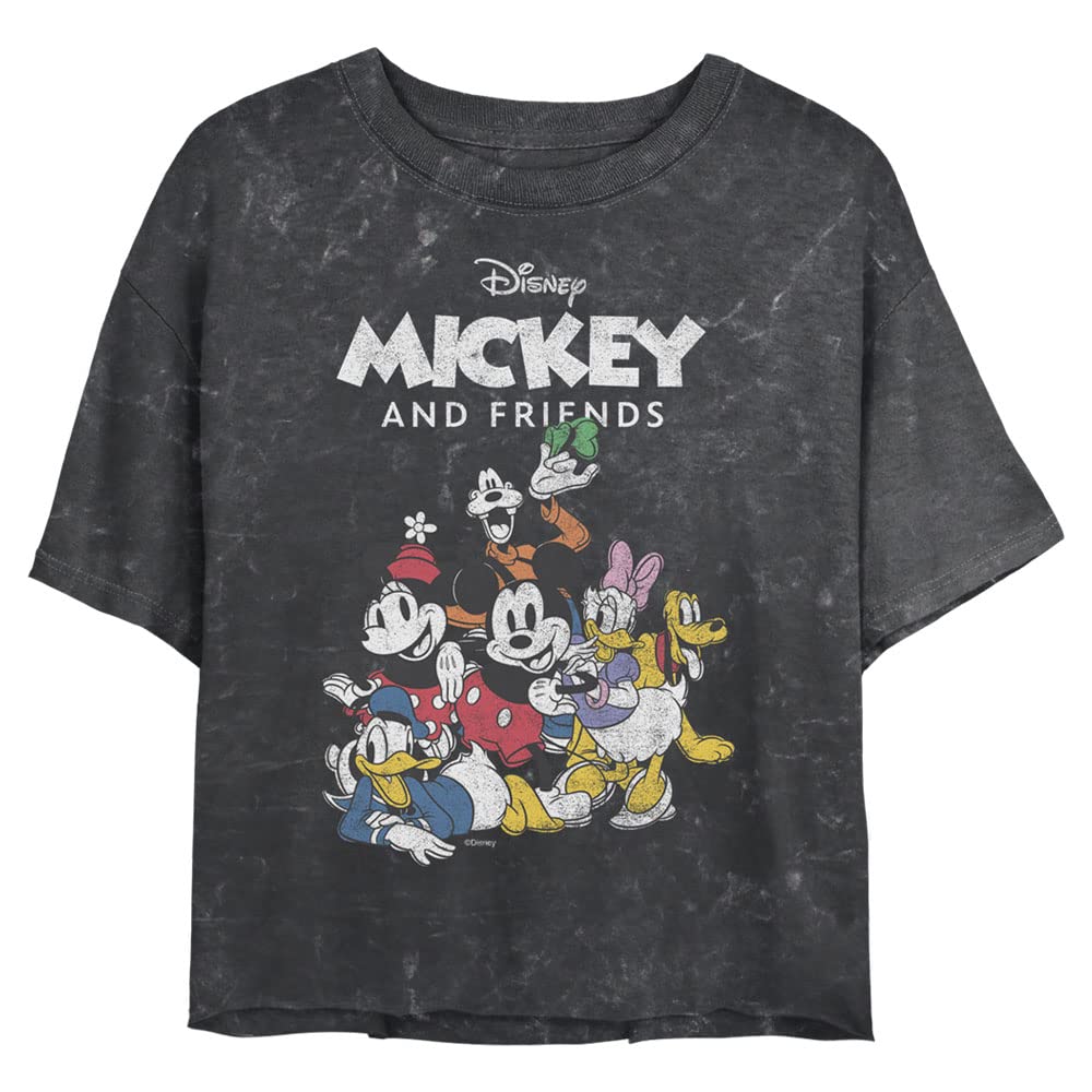 Disney Mickey Mouse & Friends Women's Short Sleeve Crop T-Shirt - Soft Mineral Wash Cotton Top for Casual Wear, Summer Outfits & Disney Theme Parks