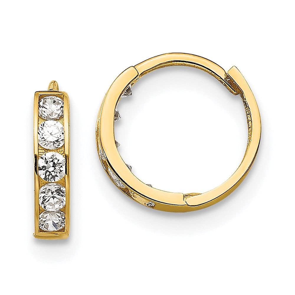 14K Gold CZ Cubic Zirconia Hinged Hoop Earrings for Women - Elegant Fine Jewelry for Everyday Wear, Parties & Special Occasions