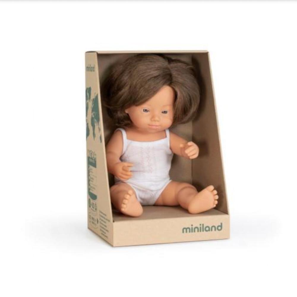 Miniland Anatomically Correct Brunette Down Syndrome Doll - Educational Toy for Kids, Special Needs Awareness & Inclusive Playtime Activities