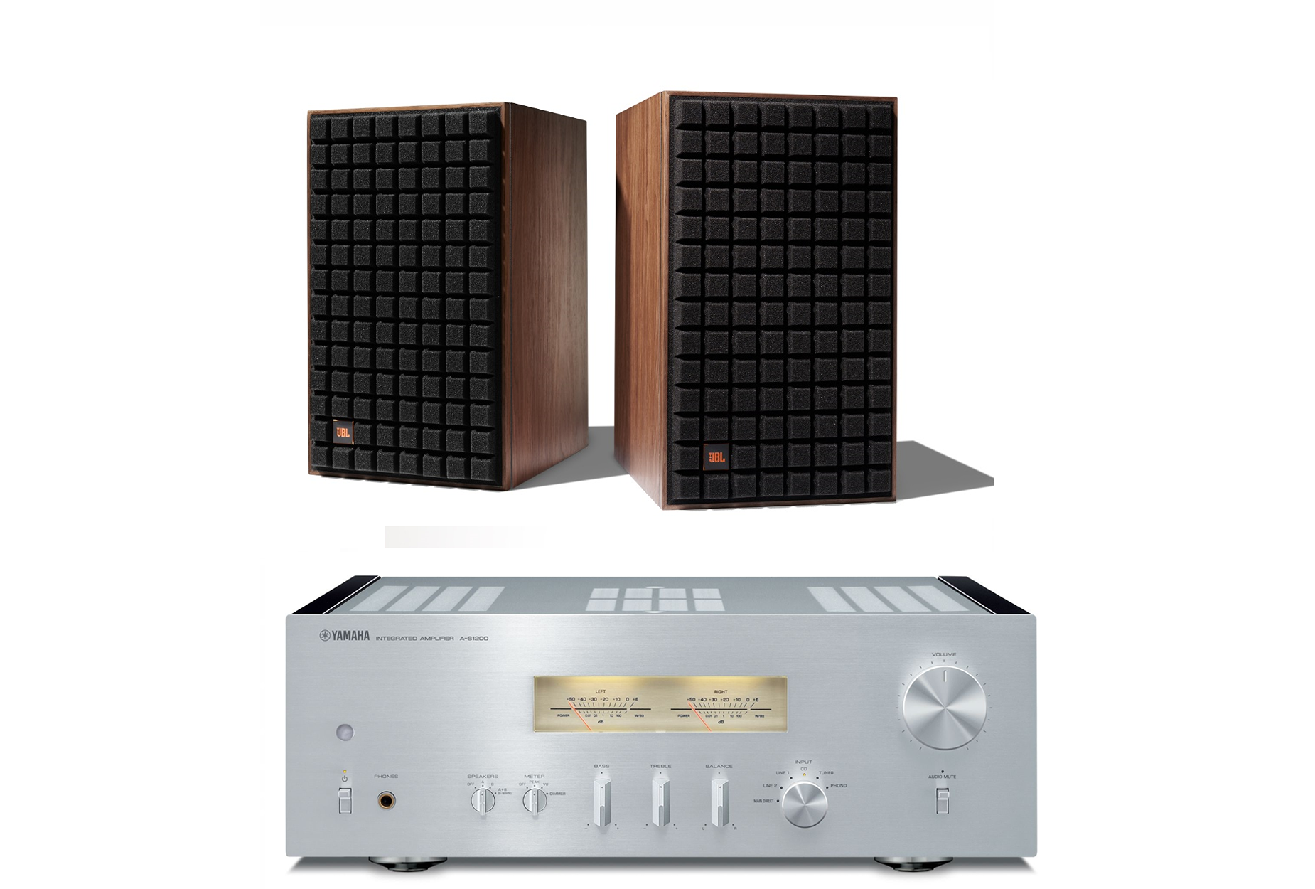 JBL L82 Classic 8 Inch 2-Way Bookshelf Speakers Pair with Yamaha R-N1000A Stereo Network Receiver Bundle - Perfect for Home Theater & Music Listening