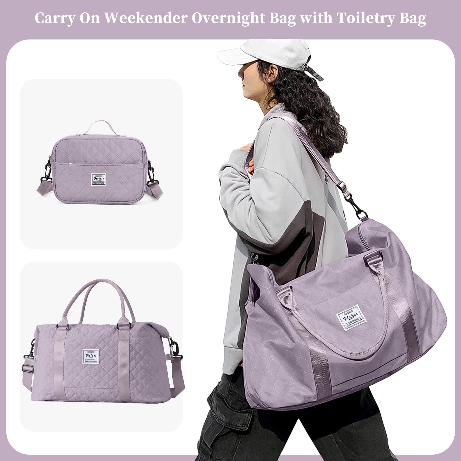Stylish Women's Travel Bag - Waterproof Overnight Duffel & Weekender with Toiletry Organizer & Wet Pocket - Perfect Gym Bag & Personal Item Carry-On for Weekend Getaways, Business Trips & Workouts