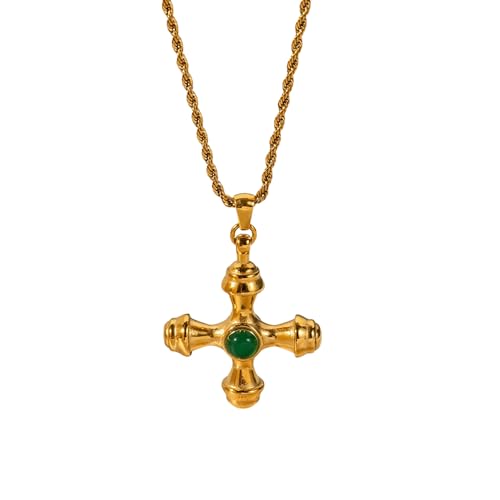 18K Gold Plated Chunky Cross Necklace for Women - Vintage Y2K Style Summer Jewelry - Perfect for Layering, Gifts, and Everyday Wear