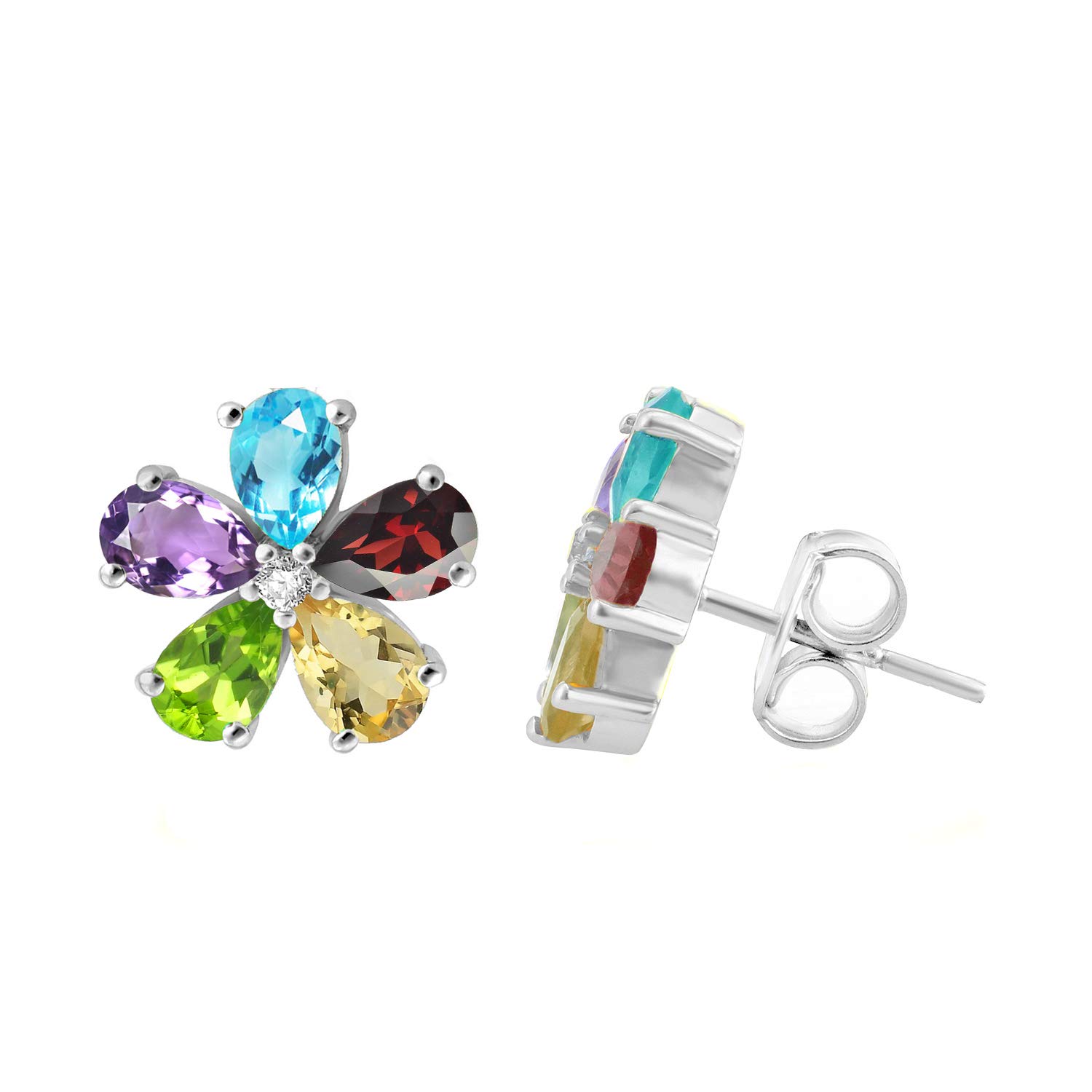 Sterling Silver Floral Stud Earrings for Women - Elegant Flower Design Earrings for Daily Wear, Gift Giving & Special Occasions