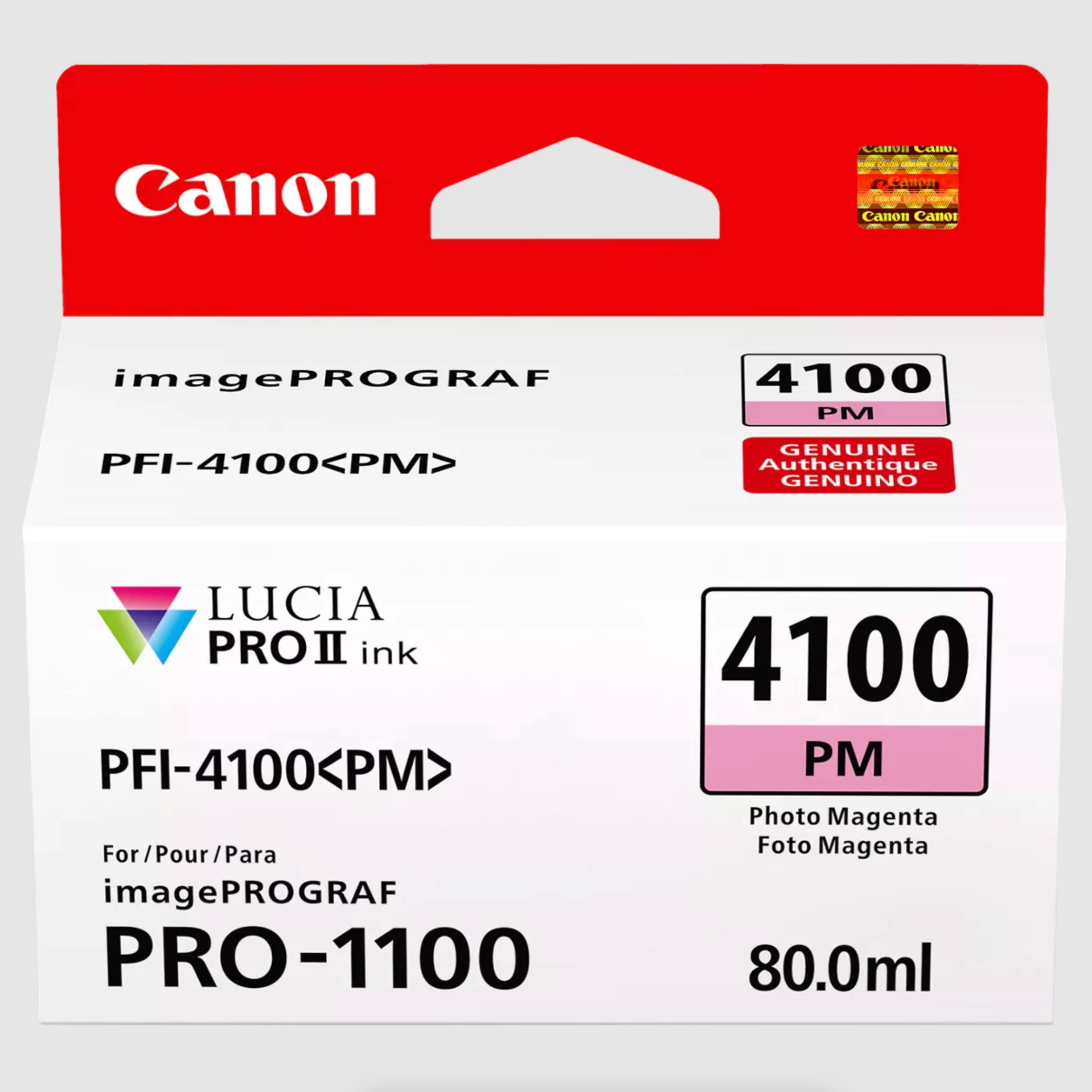 Canon PFI 4100 Photo Magenta Pigment Ink Tank (80mL) for PRO 1100 Printer - High-Quality Photo Printing for Professional Photographers & Artists