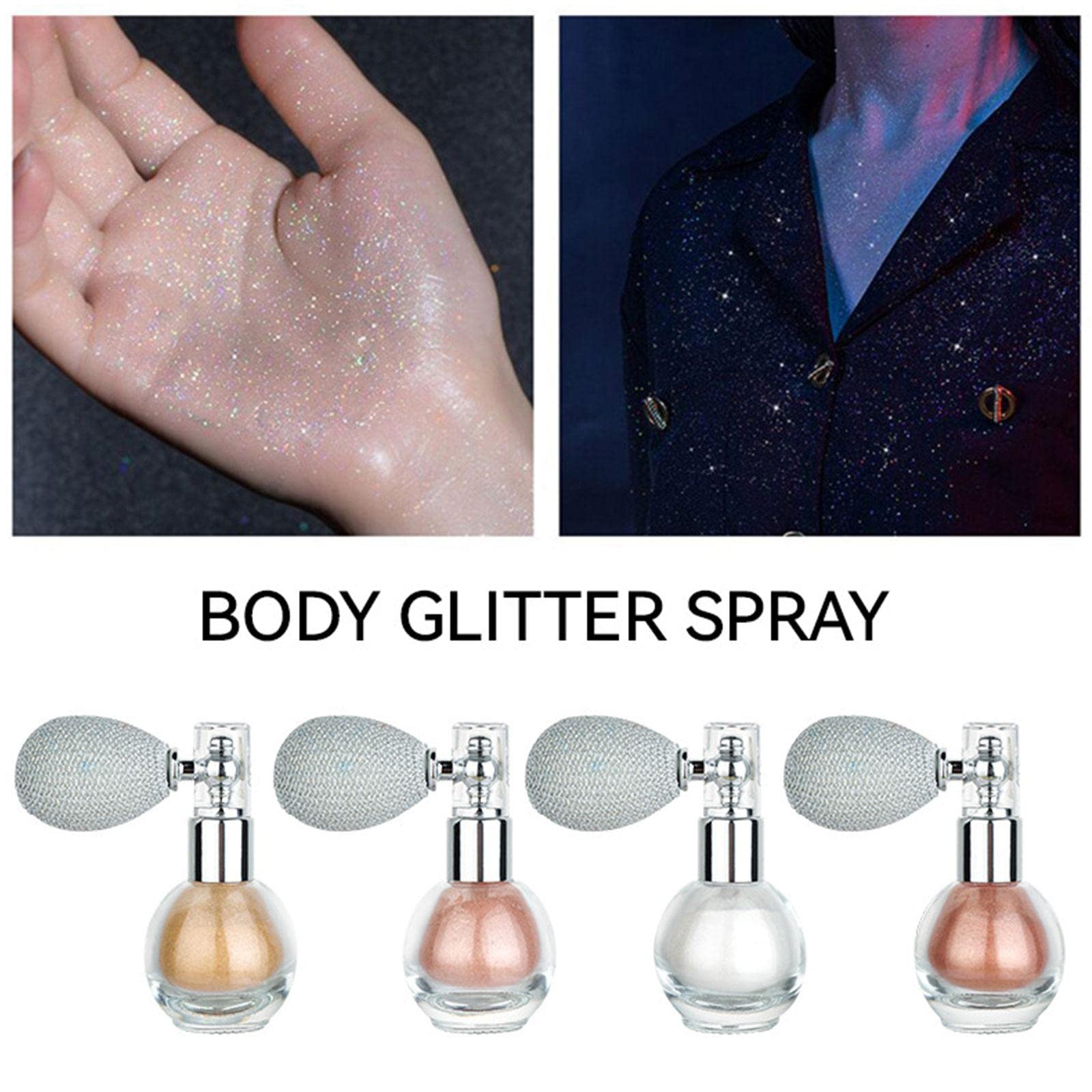 Highlighter Powder Spray - Shimmering Loose Glitter Makeup for Face & Body | High Gloss Finish for Contouring, Highlighting | Perfect for Parties, Photo Shoots & Special Occasions