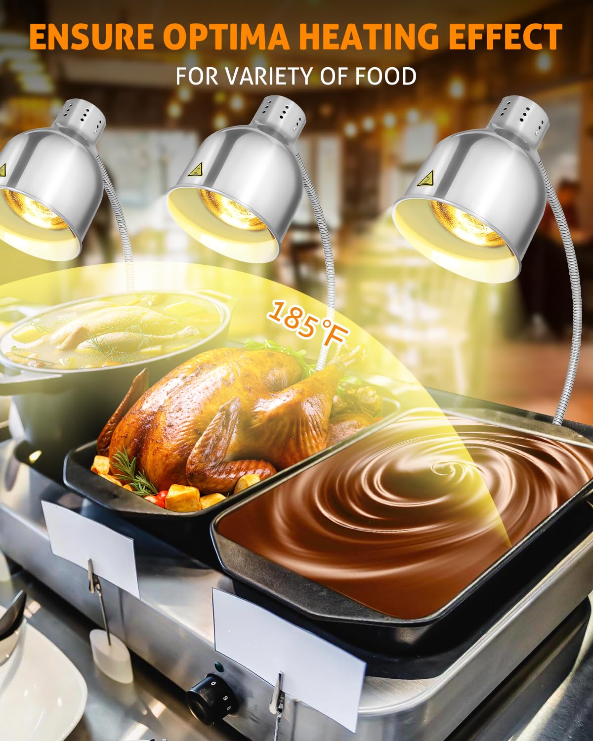 Commercial Food Warmer Lamp 250W - Restaurant Kitchen Buffet Heat Lamp for Food Heating & Preservation - Single Head Food Heat Lamps for Catering, Home Use, Buffets & Food Service - Perfect for Keeping Dishes Warm in Restaurants, Cafeterias & Events