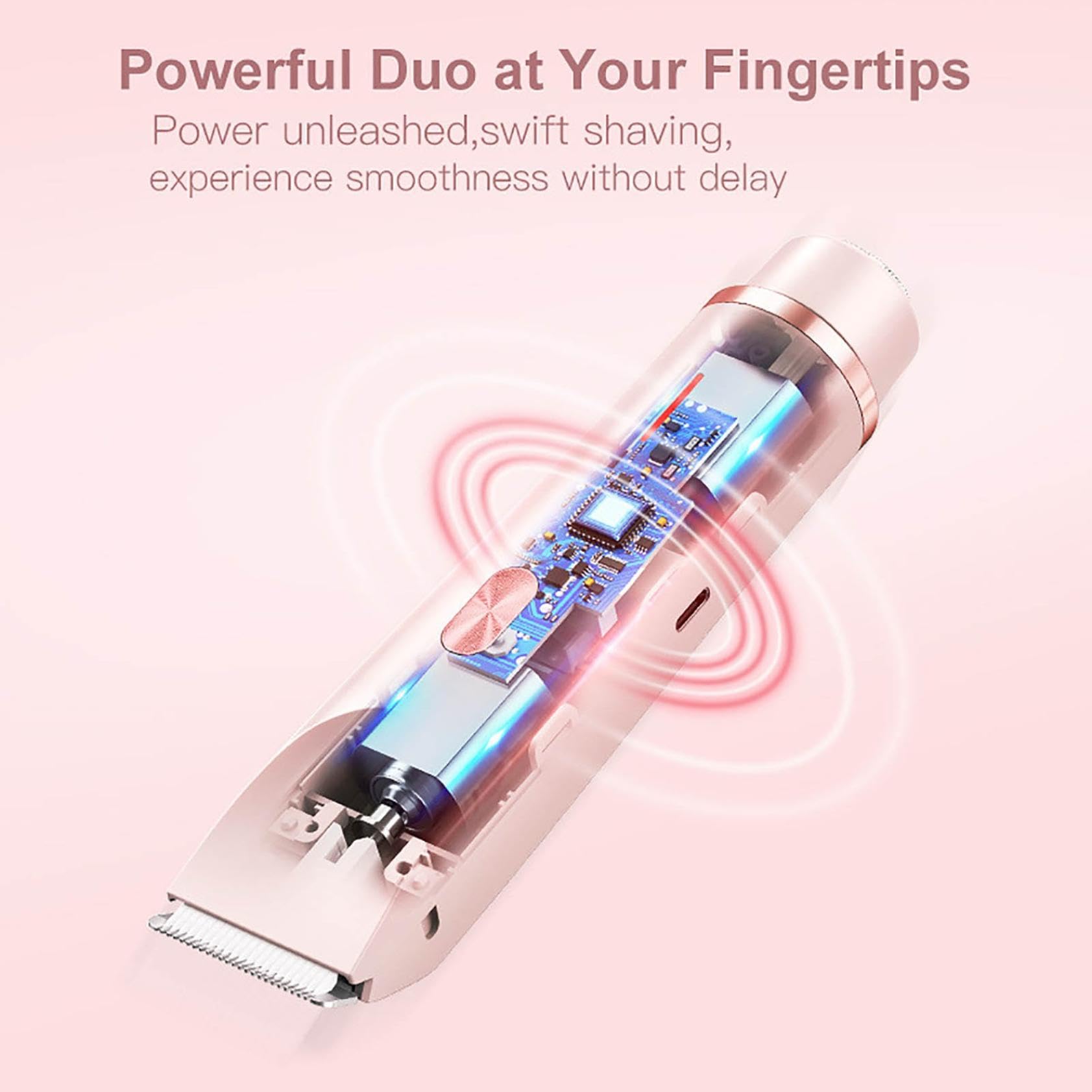 2025 New Bikini Shaver & Body Hair Trimmer - Dual Head Electric Razor for Women, GlowShave 2-in-1 Rechargeable Shaver with LED Light (Sky Blue) - Perfect for Travel, Gym & Sensitive Skin Care