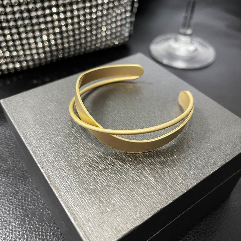 Luxury Matte Finish Mobius Bangle Bracelet - Gold/Silver Stackable Cuff for Women | Elegant Minimalist Jewelry Gift for Birthday, Anniversary & Special Occasions
