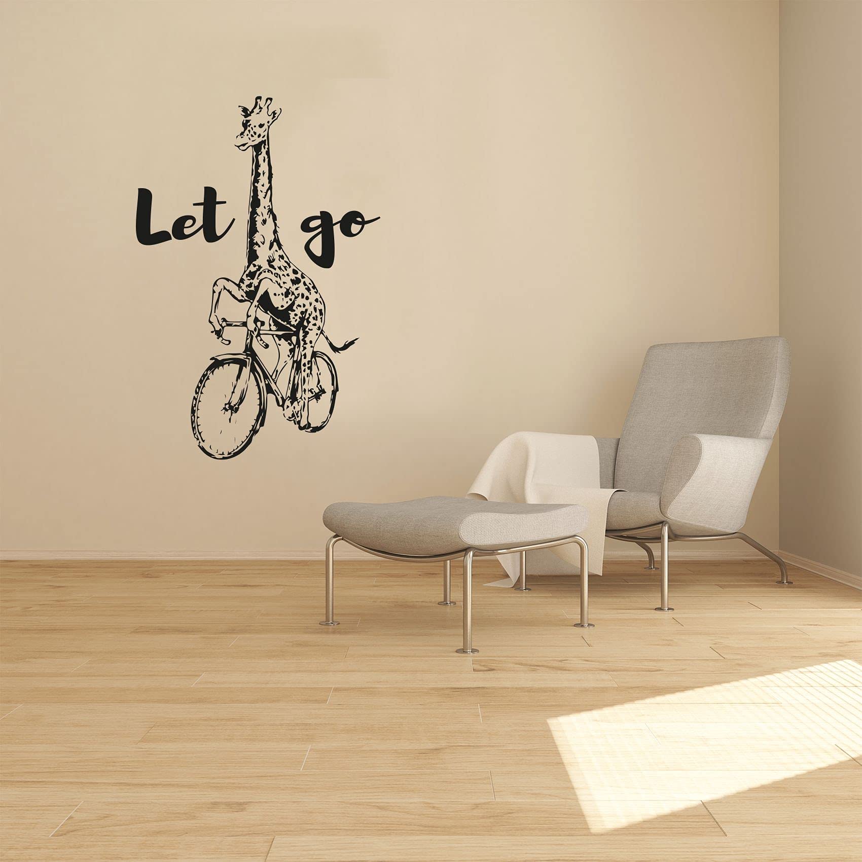 Giraffe Silhouette Wall Decal - Cute Animal Cycling Design Vinyl Sticker for Nursery, Kids Room, Study & Home Decor - 10x8 Inch - Perfect for Boys & Girls Bedroom, Playroom & Classroom Wall Art