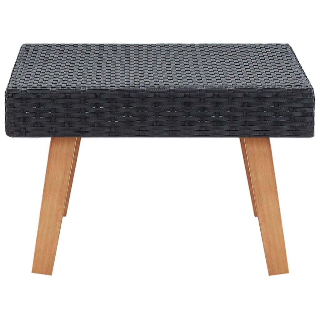 Waterproof Outdoor Side Table - Portable Black Poly Rattan Coffee Table for Patio, Garden, Porch, Balcony & Yard | Fast Shipping | Perfect for Outdoor Relaxation, Entertaining & Coffee Time