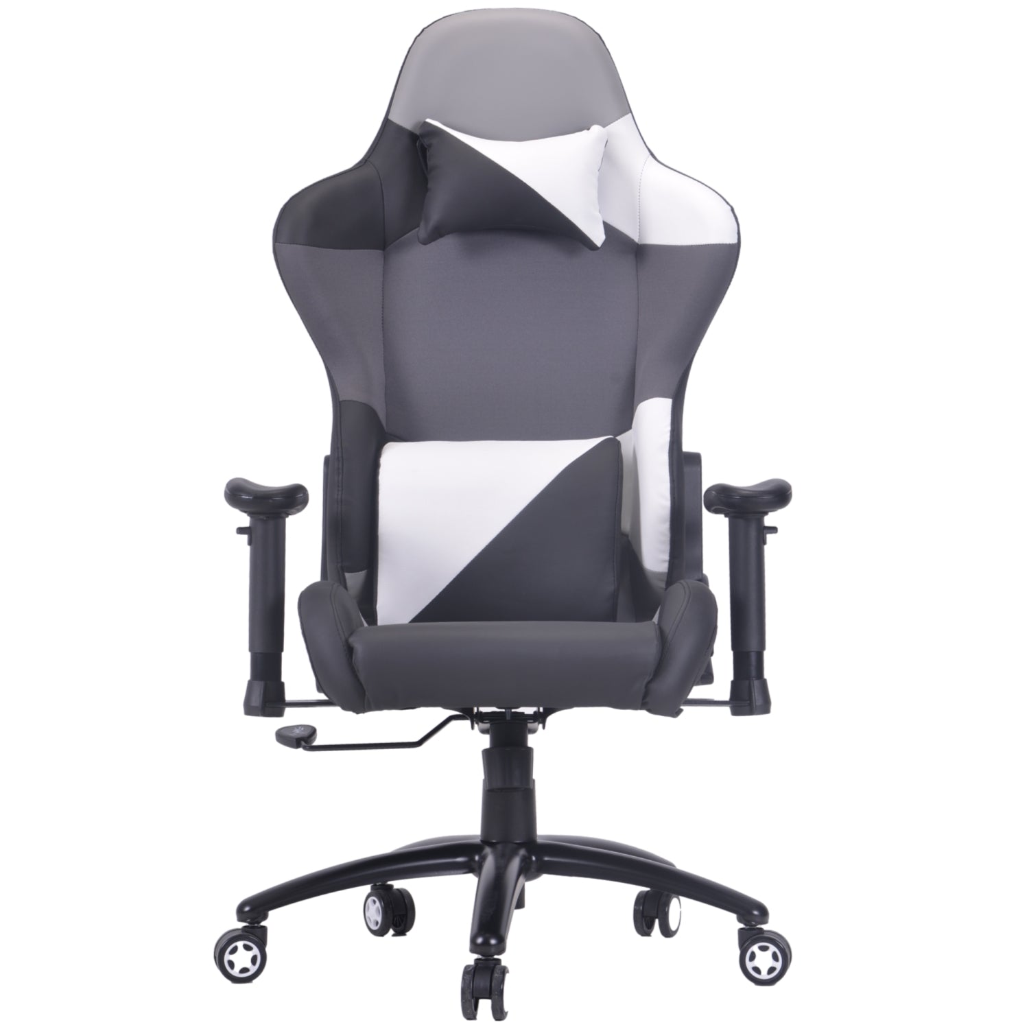 PRO X Series 77D09 Gaming Chair - Ergonomic Racing Style with Adjustable Lumbar Support (Black/Grey/White) - Perfect for PC Gaming, Office Work & Esports Tournaments