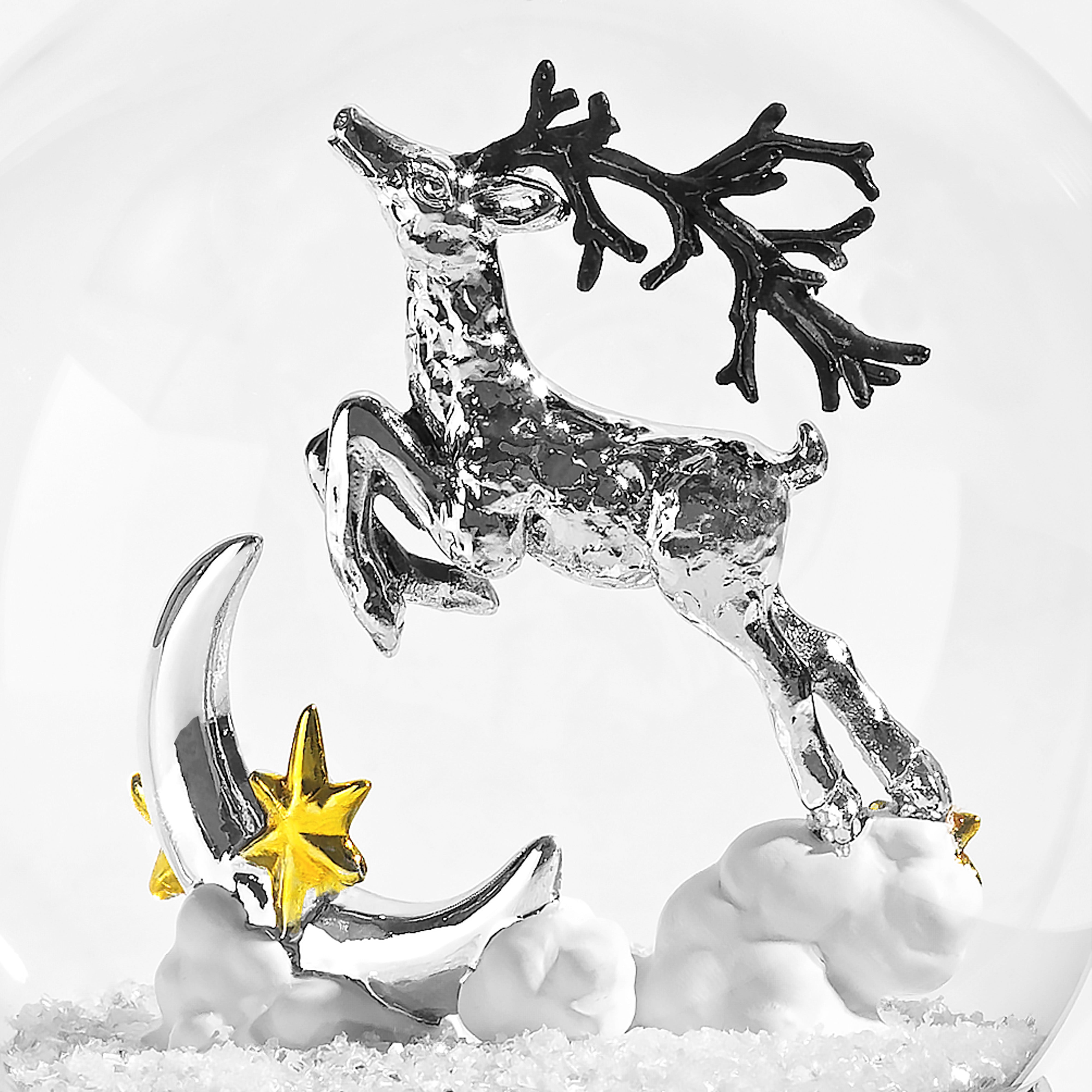 Reindeer Snow Globe Christmas Ornament - Festive Holiday Decoration for Tree, Home & Office Decor