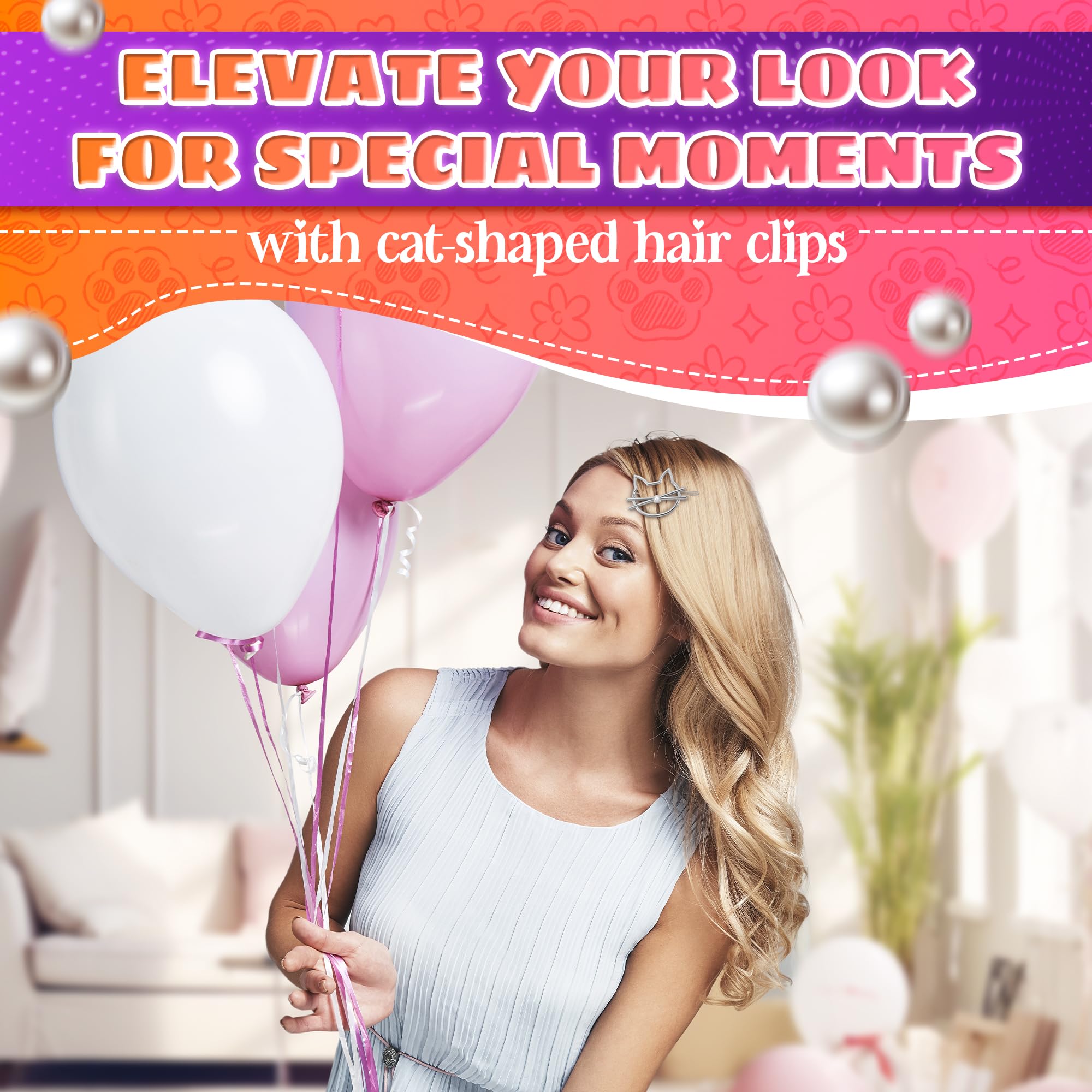 3Pcs Cute Cat Hair Clips for Women & Girls - Small Barrettes for Thin & Thick Hair, Kitty Hair Accessories & Novelty Pins - Perfect for School, Parties & Everyday Wear