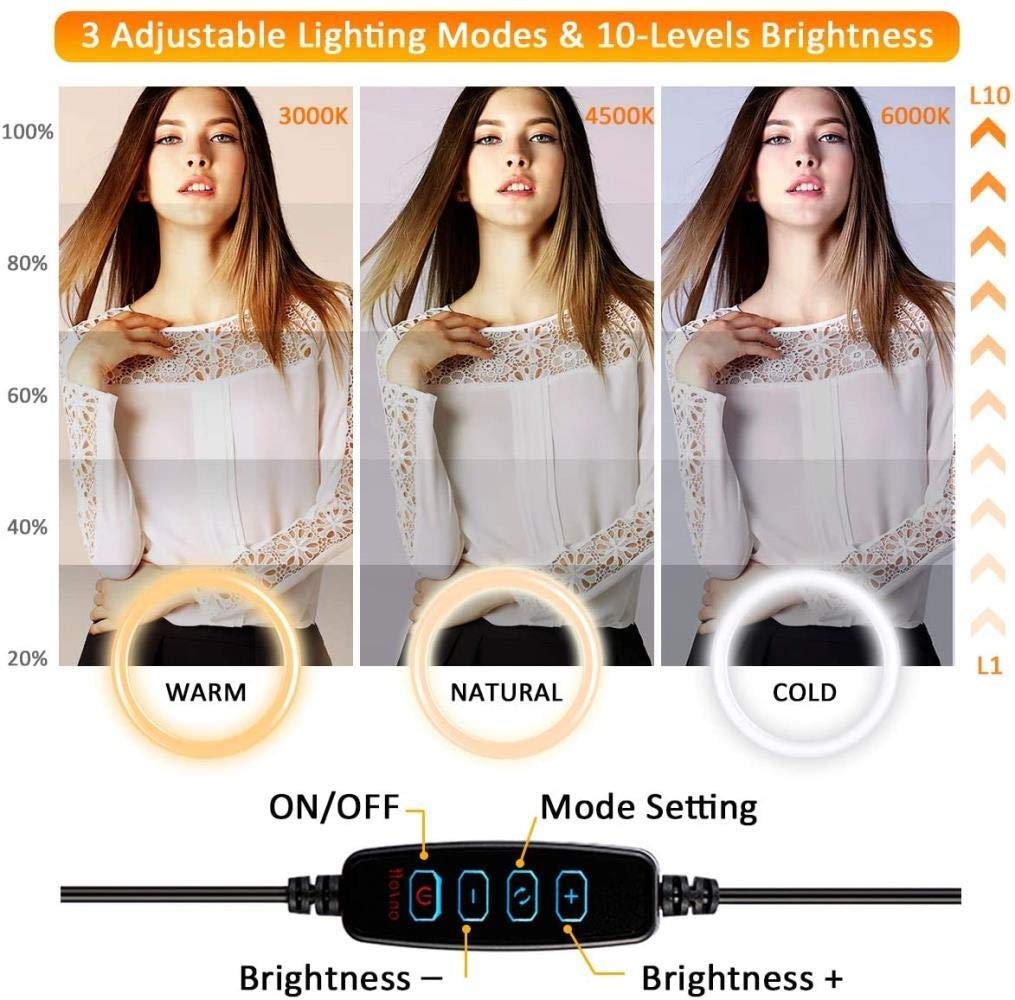 10-inch LED Ring Light with Tripod Stand for Live Streaming, Photography & Video Calls - Perfect for YouTube, TikTok, Instagram & Zoom Meetings