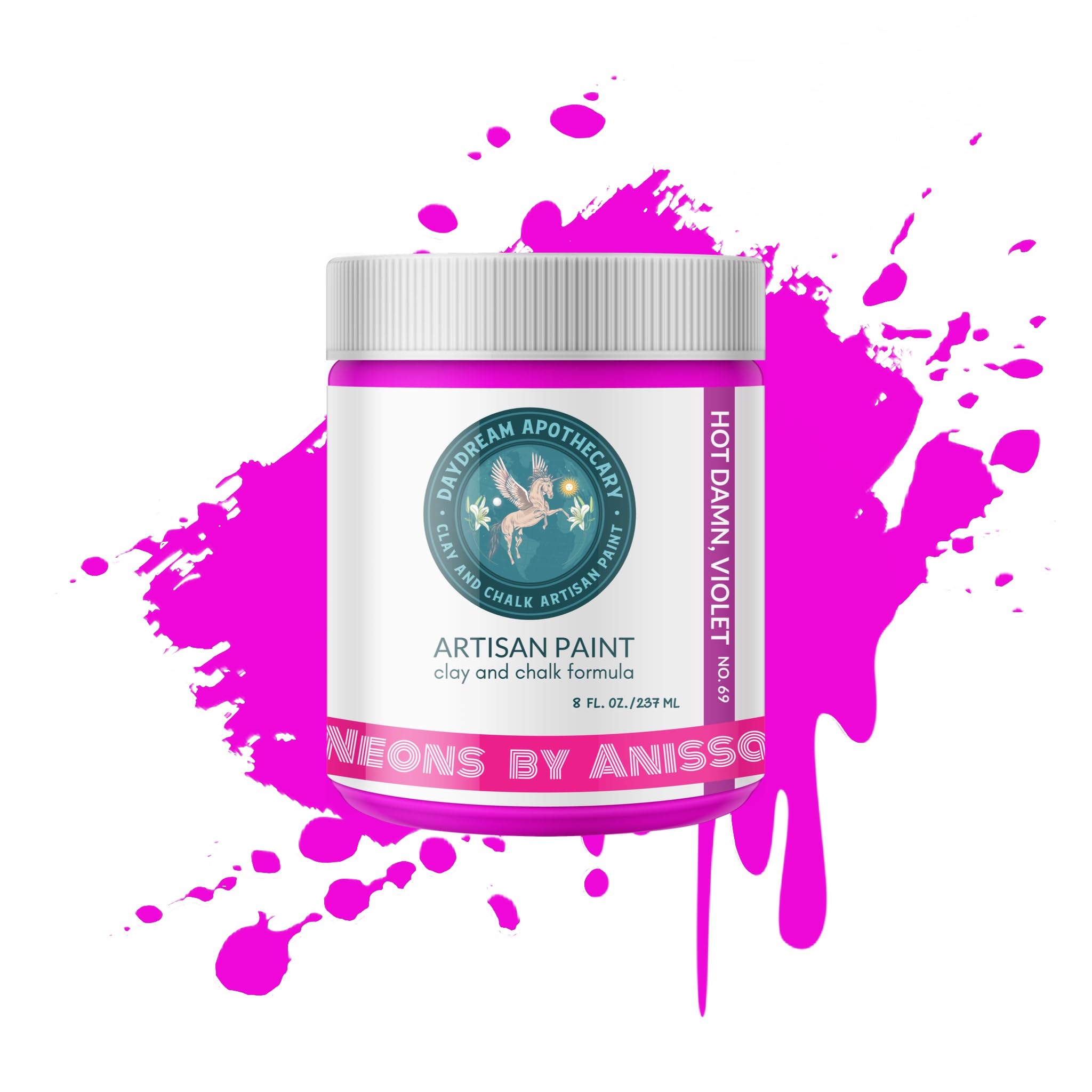 Premium Matte Neon Purple Chalk & Clay Paint - 8oz for Furniture, Wood, DIY & Home Décor | Non-Toxic, Eco-Friendly Paint for Artists, Crafters & DIY Projects | Perfect for Upcycling, Chalkboard Art & Creative Wall Designs