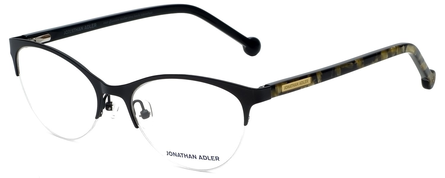 Jonathan Adler Designer Eyeglass Frames JA503 - Black Acetate 53mm for Women & Men | Stylish Reading & Fashion Eyewear for Everyday Wear